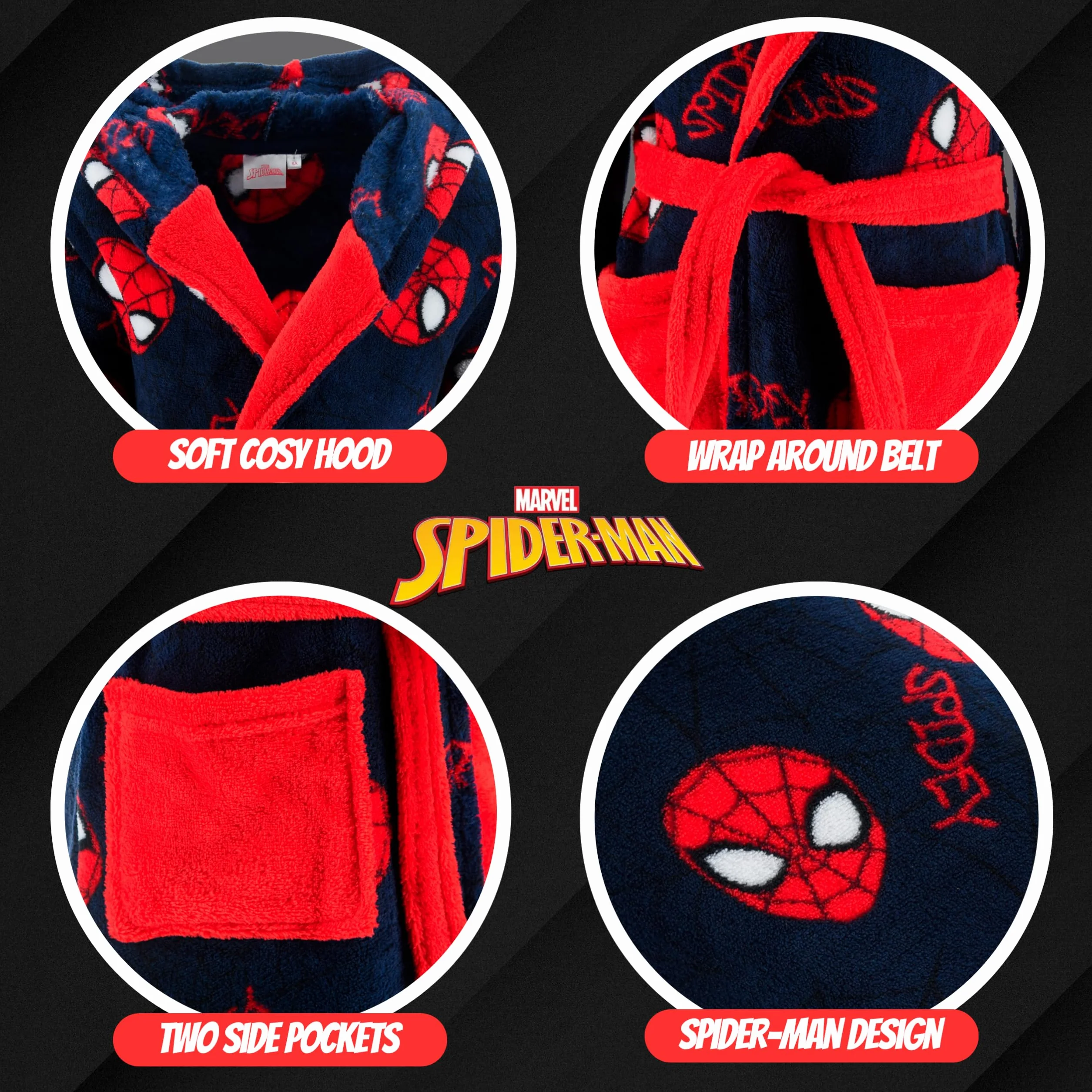 Spiderman Robe de Chambre Garçons Doux Maison Enfants Cadeau Taille 6 Ans Rouge