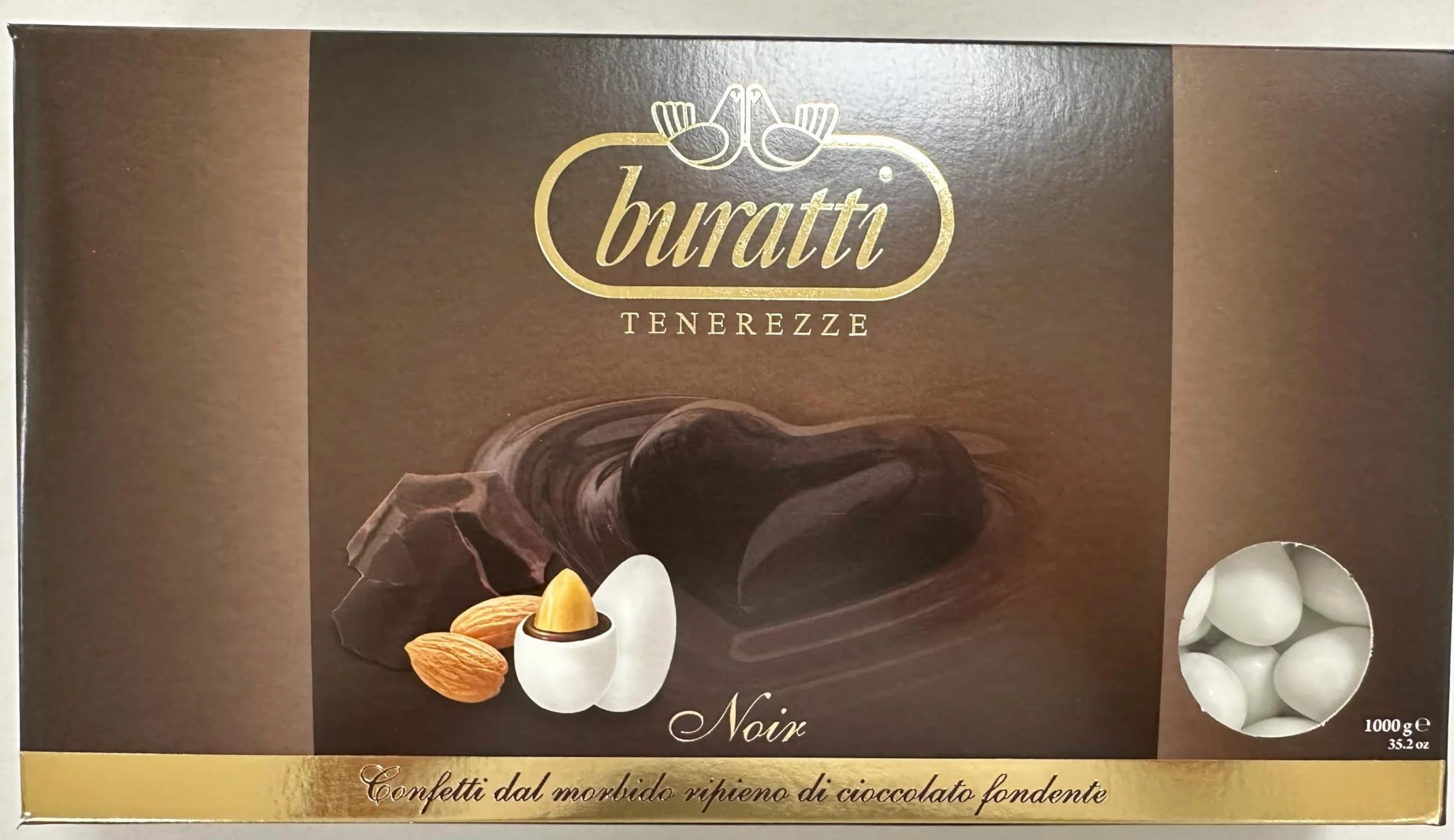 Buratti Confetti Dragées Cœur au Chocolat Extra Fondant Tendresses Noir 1 Kg
