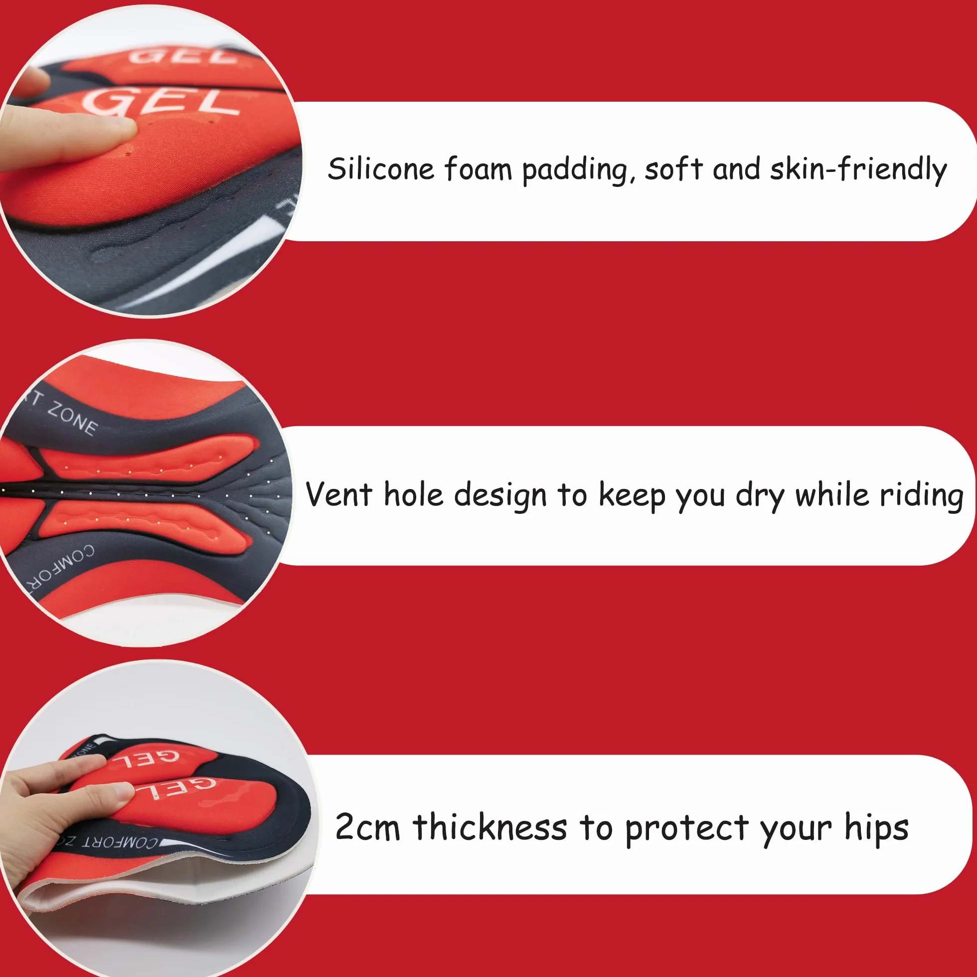 Cyclisme Shorts Gel Rembourré Antichoc Vélo sous-Vêtements Respirant