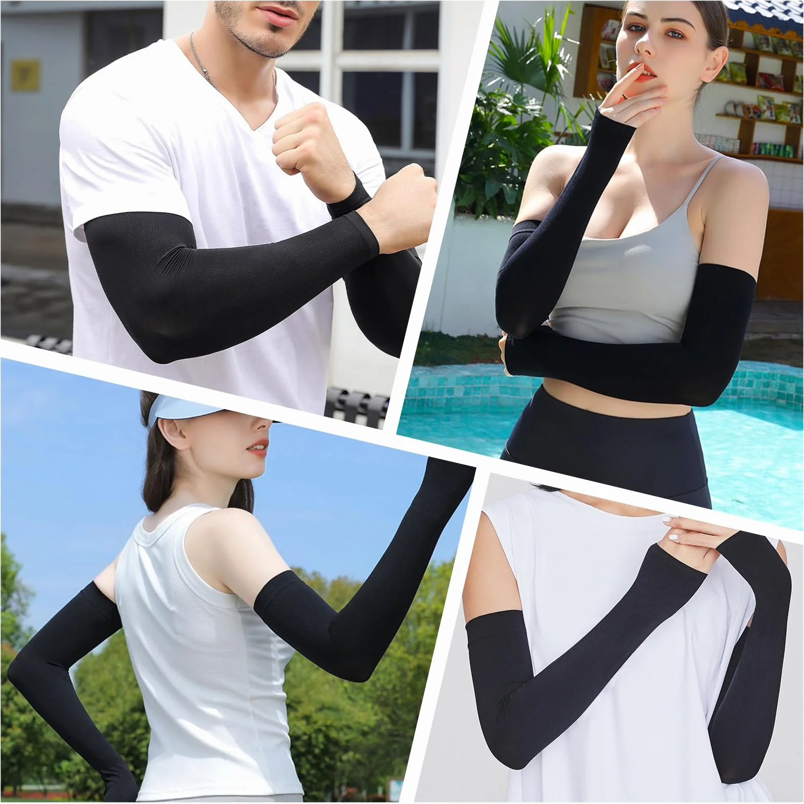 Leikedun Manchettes Bras Compression Anti-UV Homme Femme Sport Cyclisme Golf