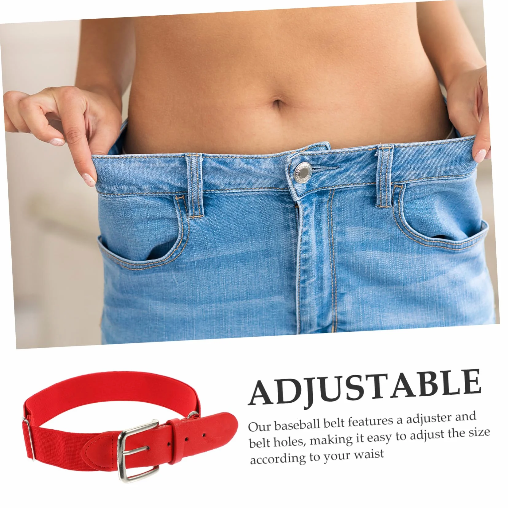 Ceinture Élastique Baseball Rouge Ajustable Hommes Femmes Sport
