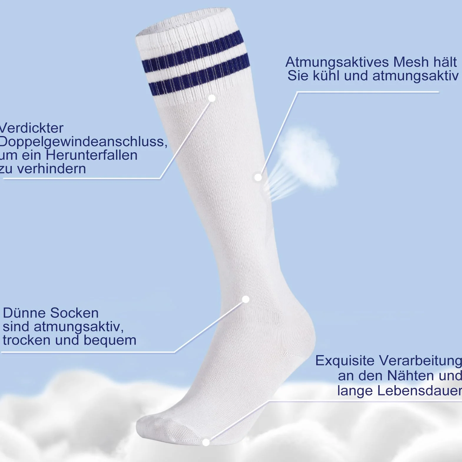 Yamitora Chaussettes de football enfants 35-38 respirantes longues garçons filles 9-12 ans élastiques