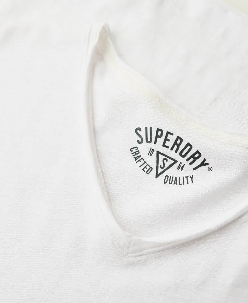 Superdry Raw Edge Slub V T Shirt Mixte