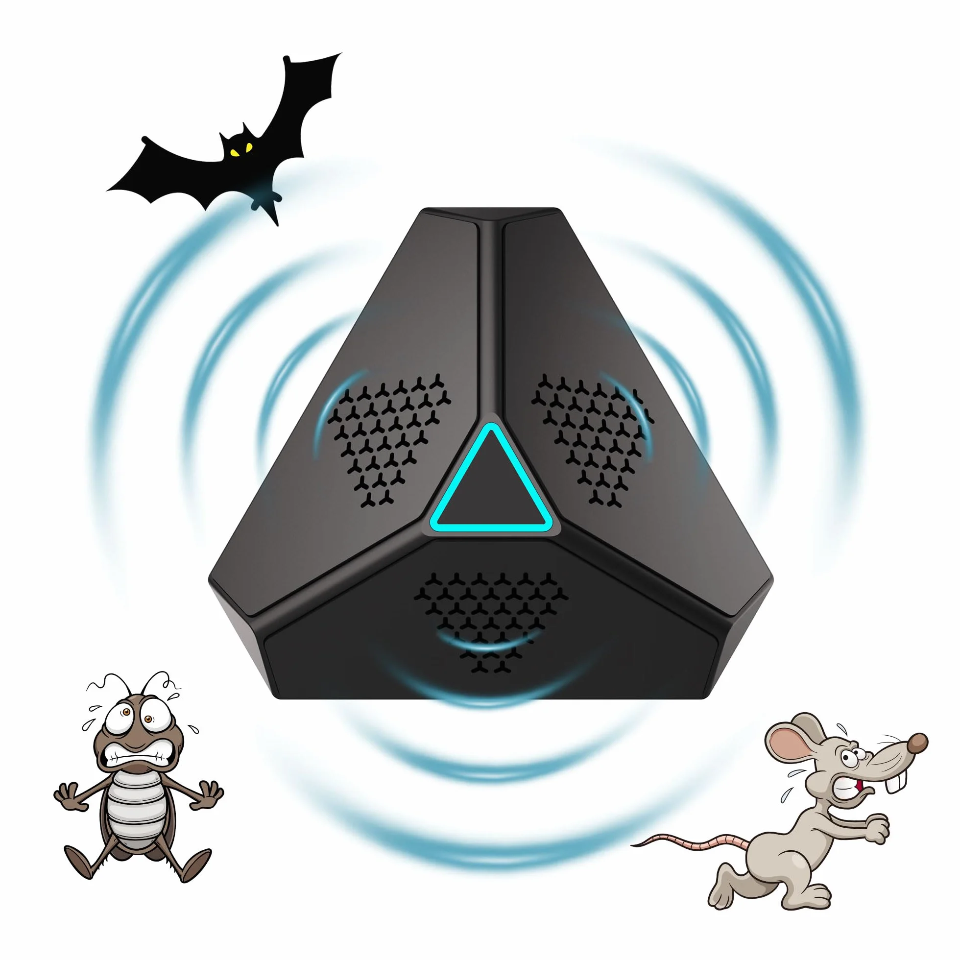 Ultrasons pour Rats, répulsif à ultrasons pour Souris, Souris et Rats à ultrasons 360 ° avec lumière LED répulsif à ultrasons pour rongeurs parasit araignées Papillons Fourmis