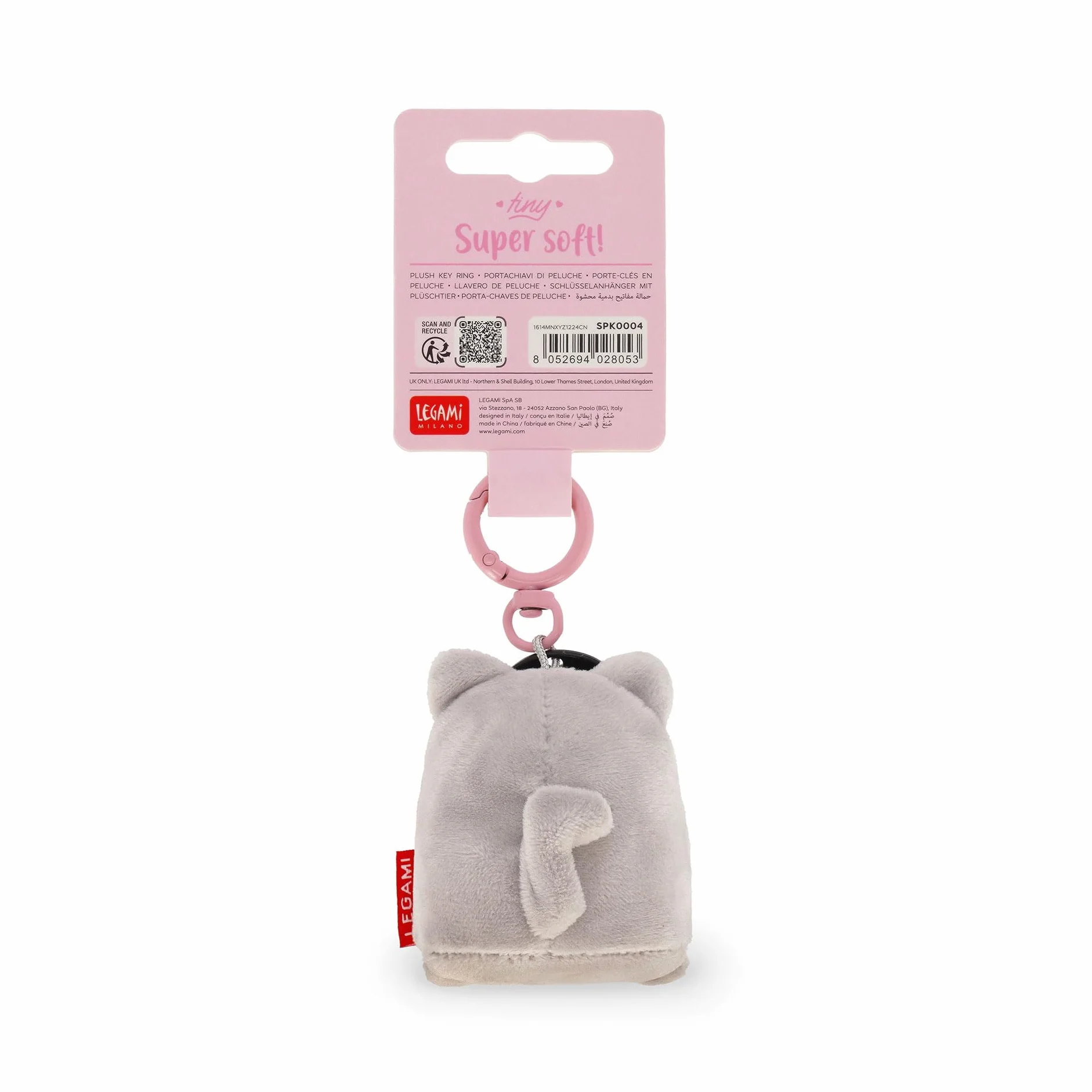 Legami Porte-clés Super Soft Peluche Pendentif Message Gravé Mousqueton Zinc