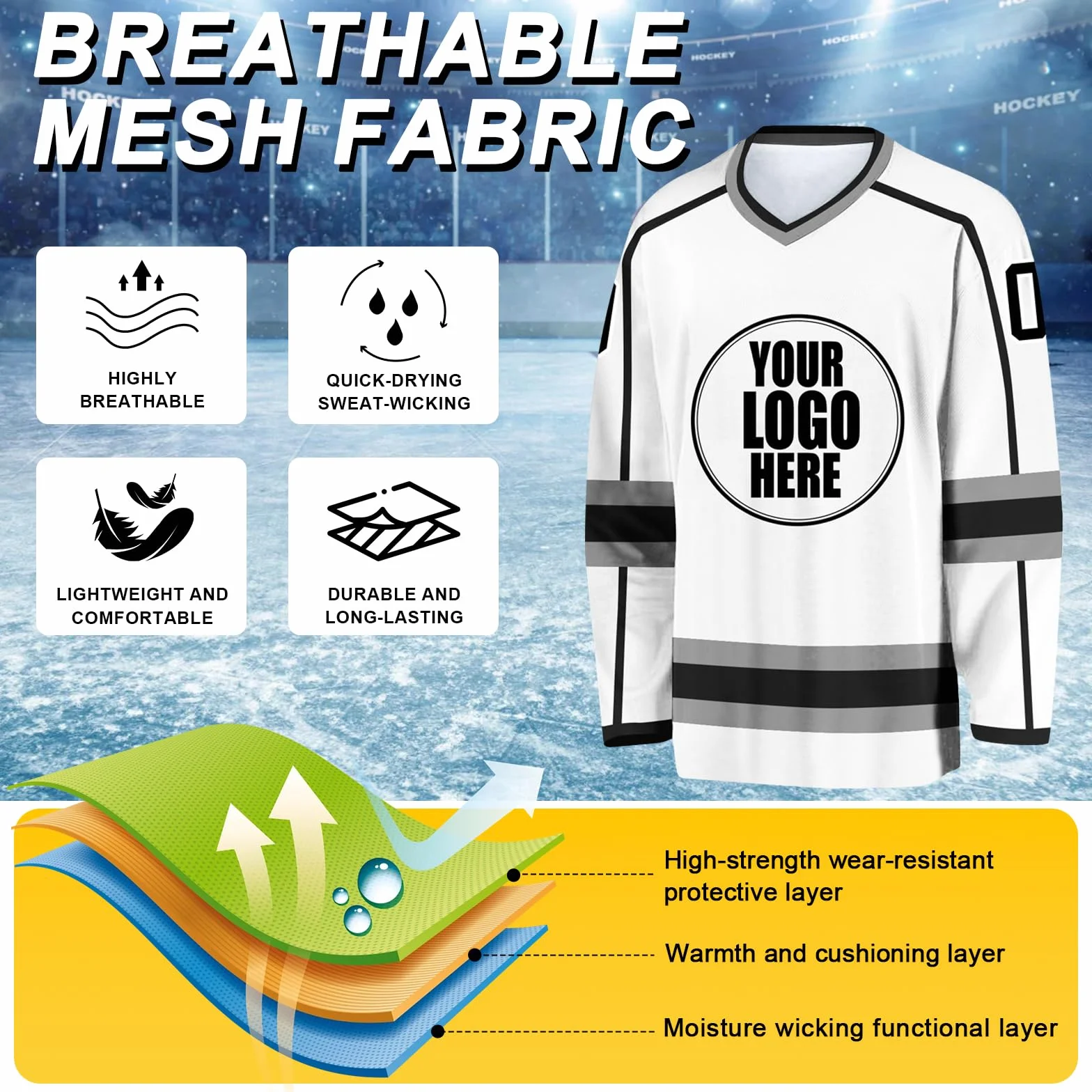 Maillots de Hockey Personnalisés avec Logo, Nom d'Équipe et Nom Personnel