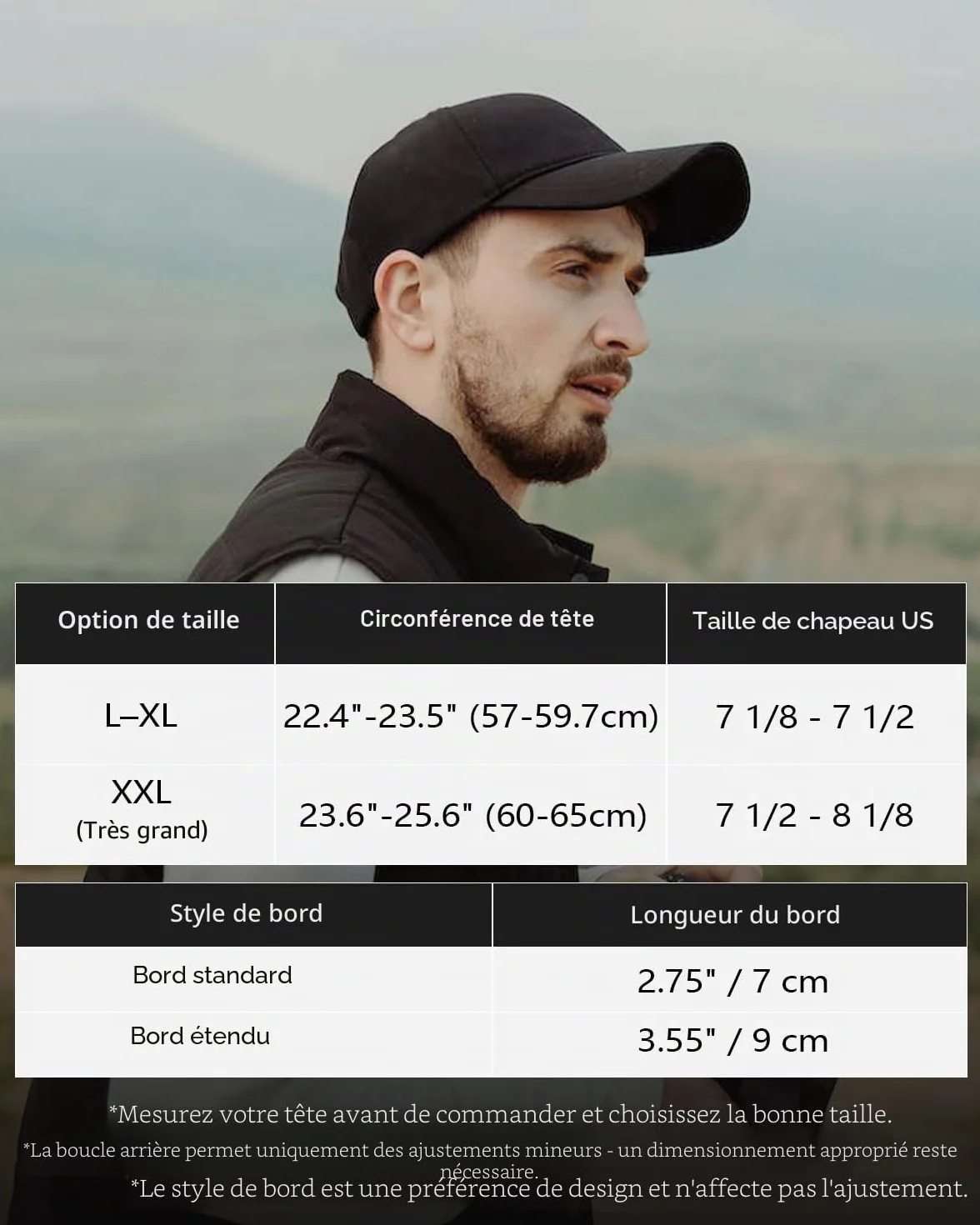Casquette Hommes Grandes Têtes 55-65 XL/XXL Sport Baseball Course Tennis
