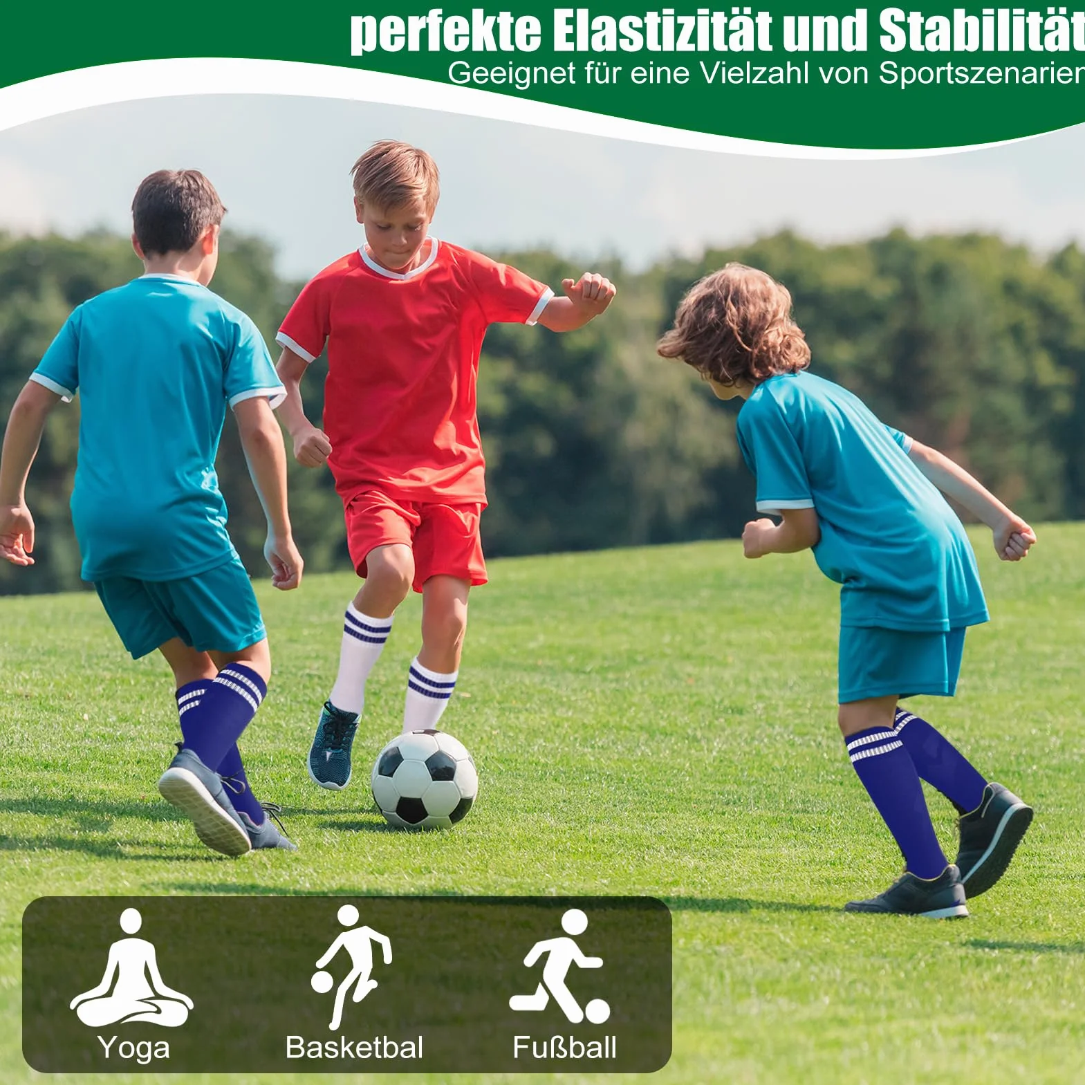 Yamitora Chaussettes de football enfants 35-38 respirantes longues garçons filles 9-12 ans élastiques