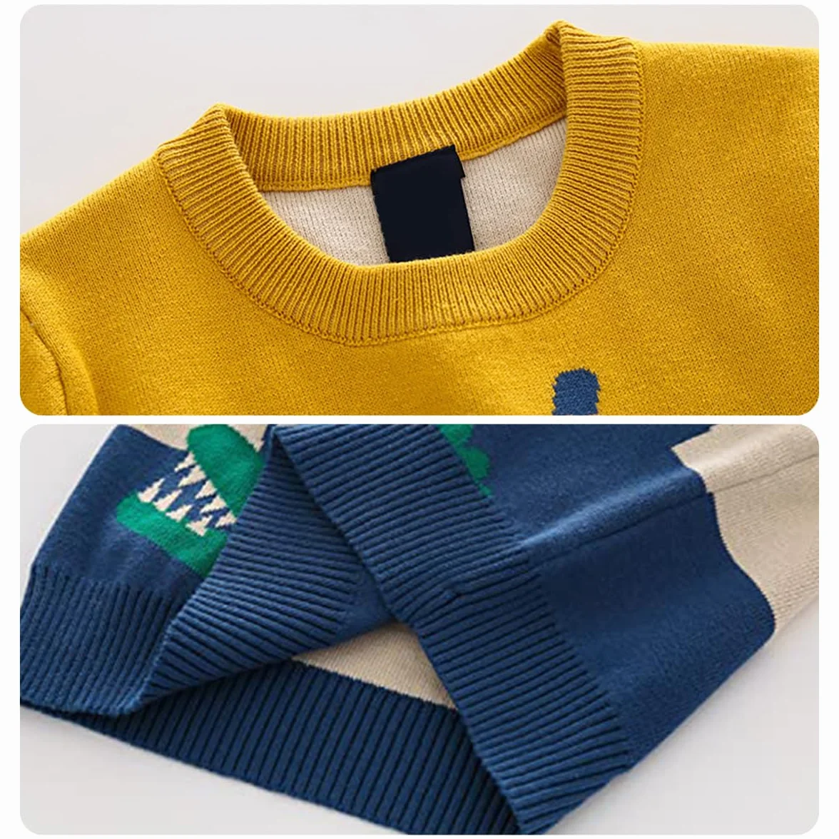 Pull en Tricot Imprimé Animal pour Bébé Garçon Manche Longue Col Rond Chaud Automne Hiver