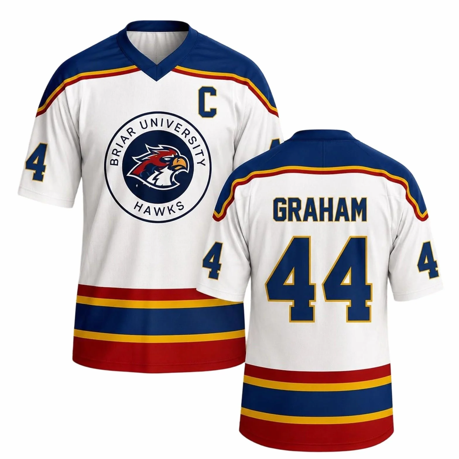 Maillot de Hockey Grahams 44 Col V Uniforme Hockey sur Glace Manches Courtes