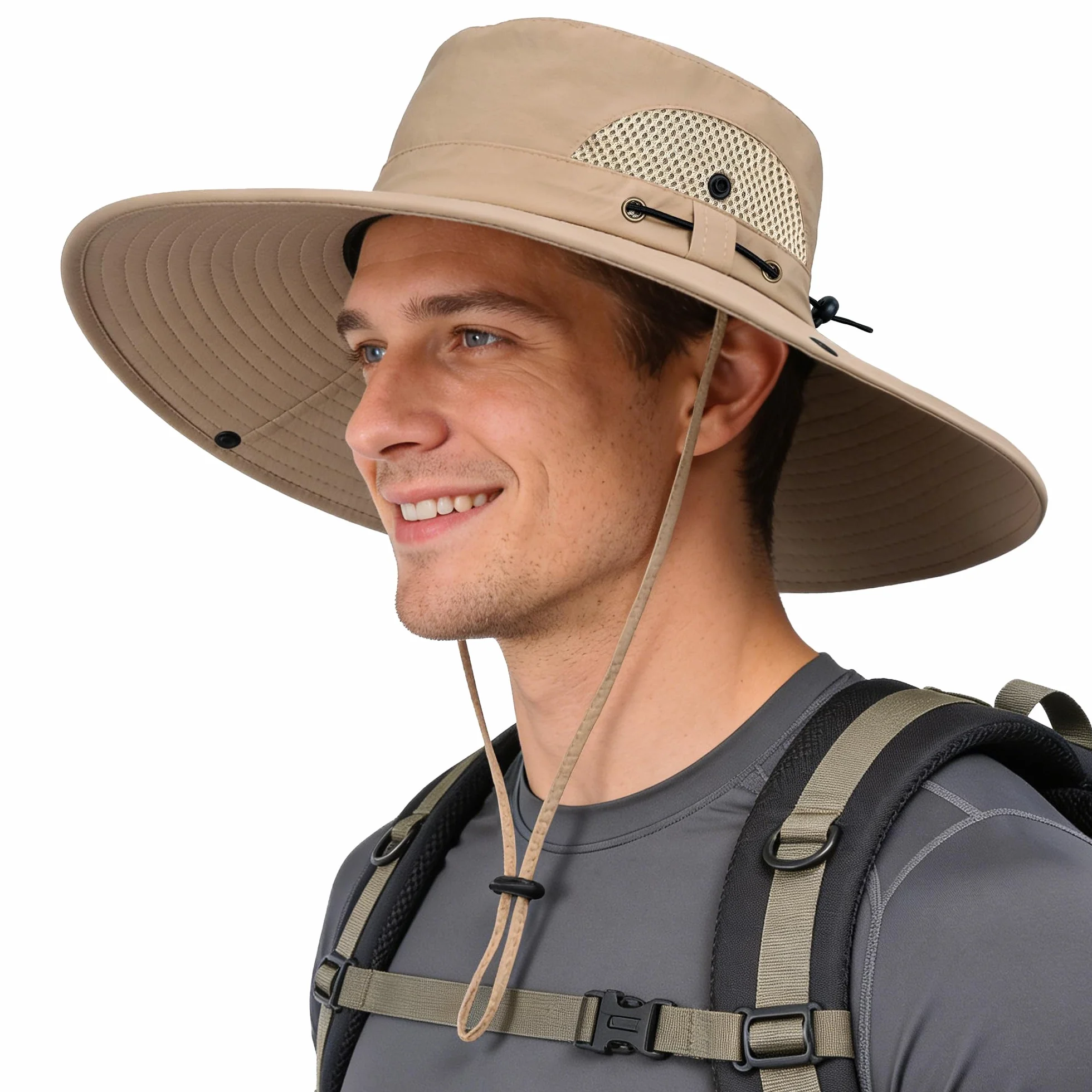 Chapeau Boonie Homme Imperméable Respirant Pliable avec Mentonnière Réglable pour Chasse Pêche Camping