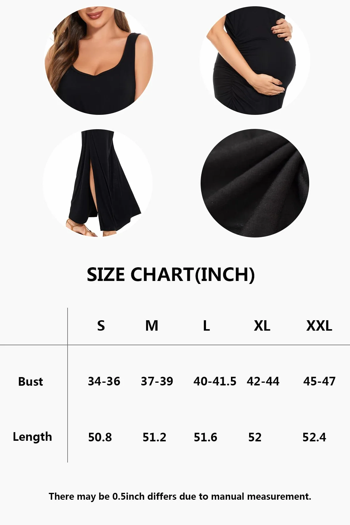 Robe de maternité Longue Fendue sans Manches pour Femme