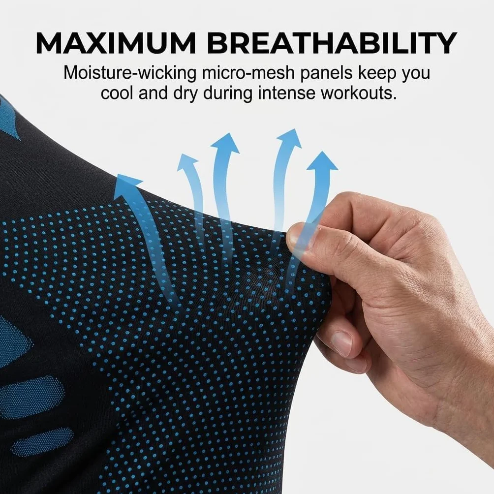 Lot de 3 Gilet de Compression Homme Débardeur de Sport Fitness Séchage Rapide Respirant