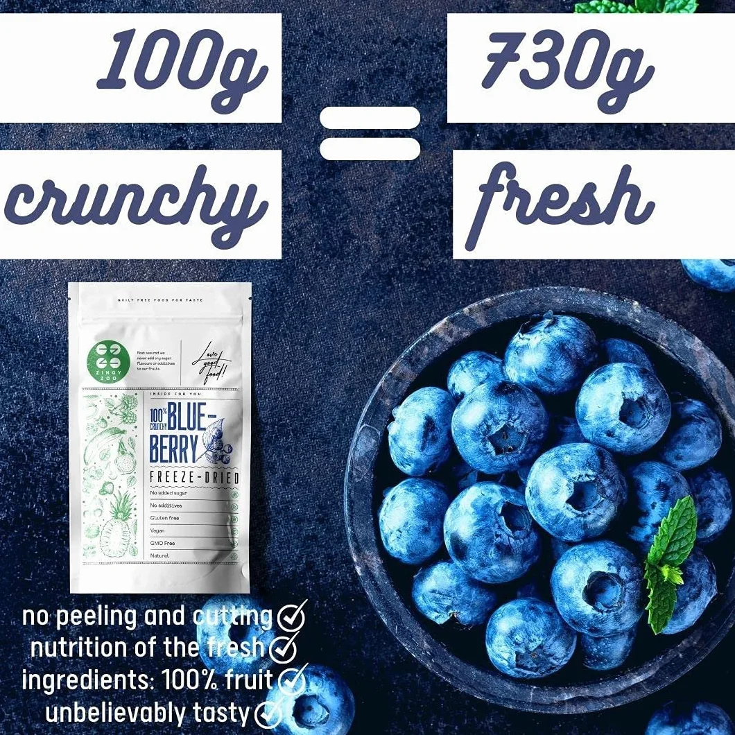 Myrtilles Séchées Bleuet Sauvage | Naturel Fruits Seche | Freeze Dried Fruit Wild Blueberries | Gefriergetrocknete wilde Heidelbeeren | Myrtilles Sechees ZingyZoo (100g)