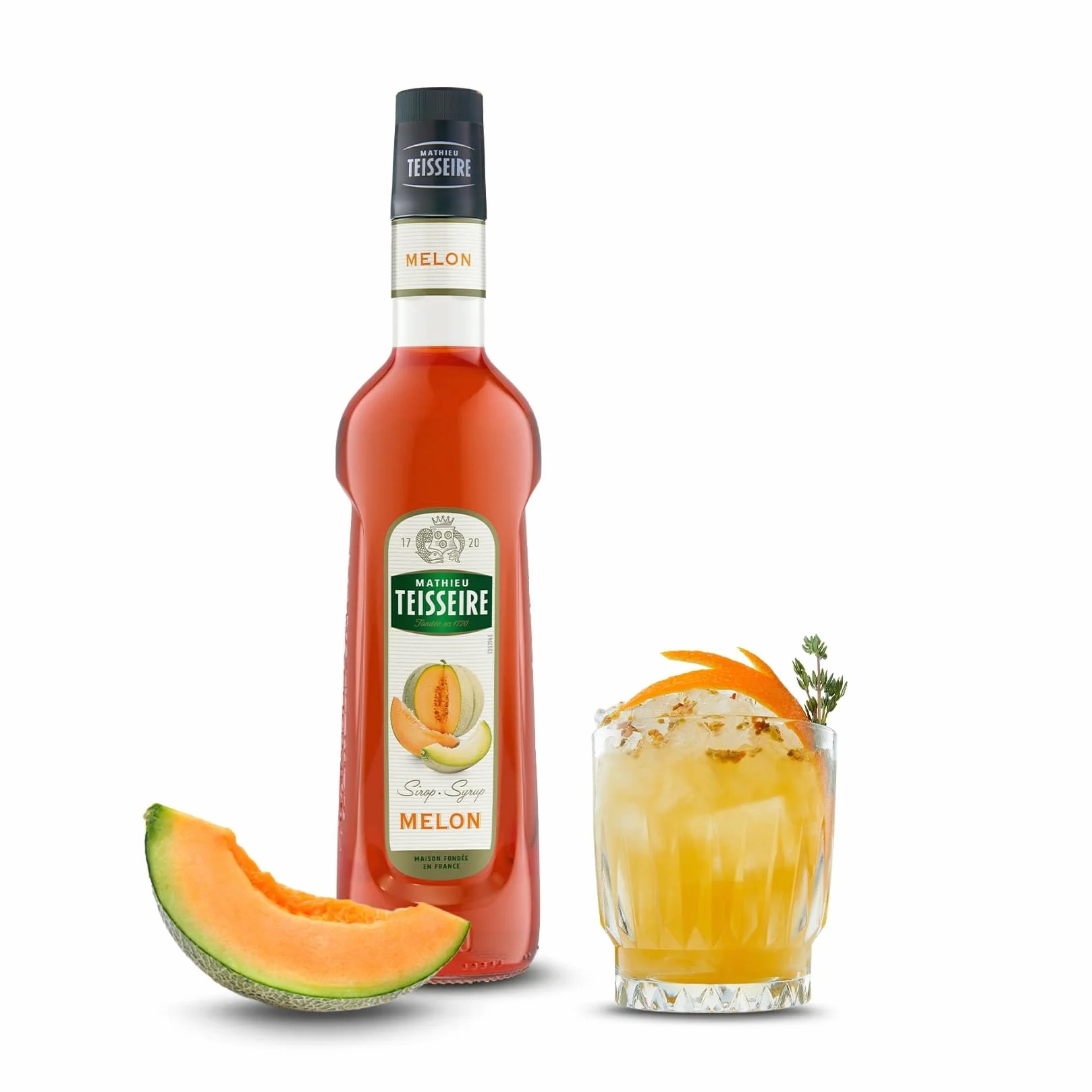 Sirop de Melon Mathieu Teisseire, pour boissons, sodas, cocktails avec ou sans alcool, milk-shakes, smoothies, bouteille de 70cl