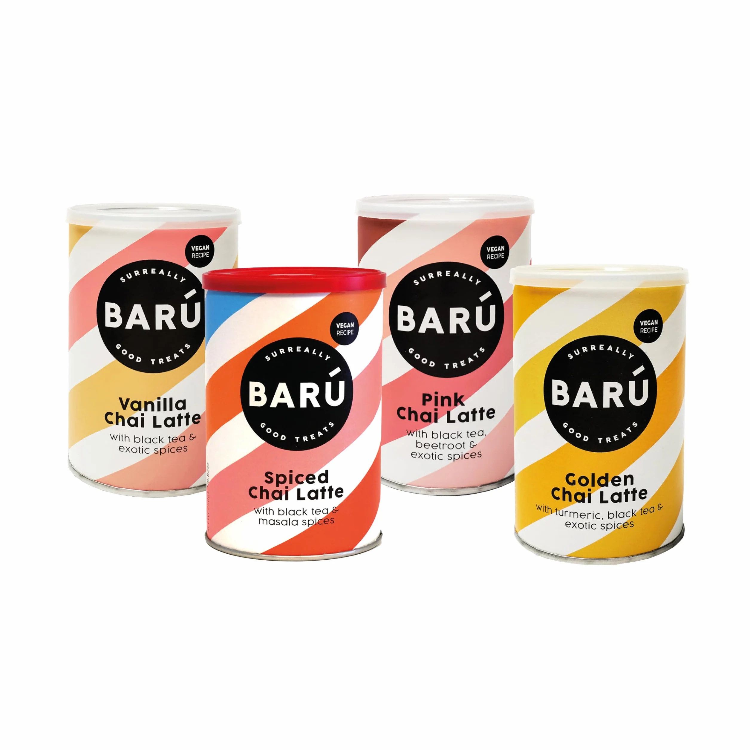 BARÚ Mixpack Chai Latte – Épicé, Vanille, Pink & Golden – 4 x 250 g – 64 portions