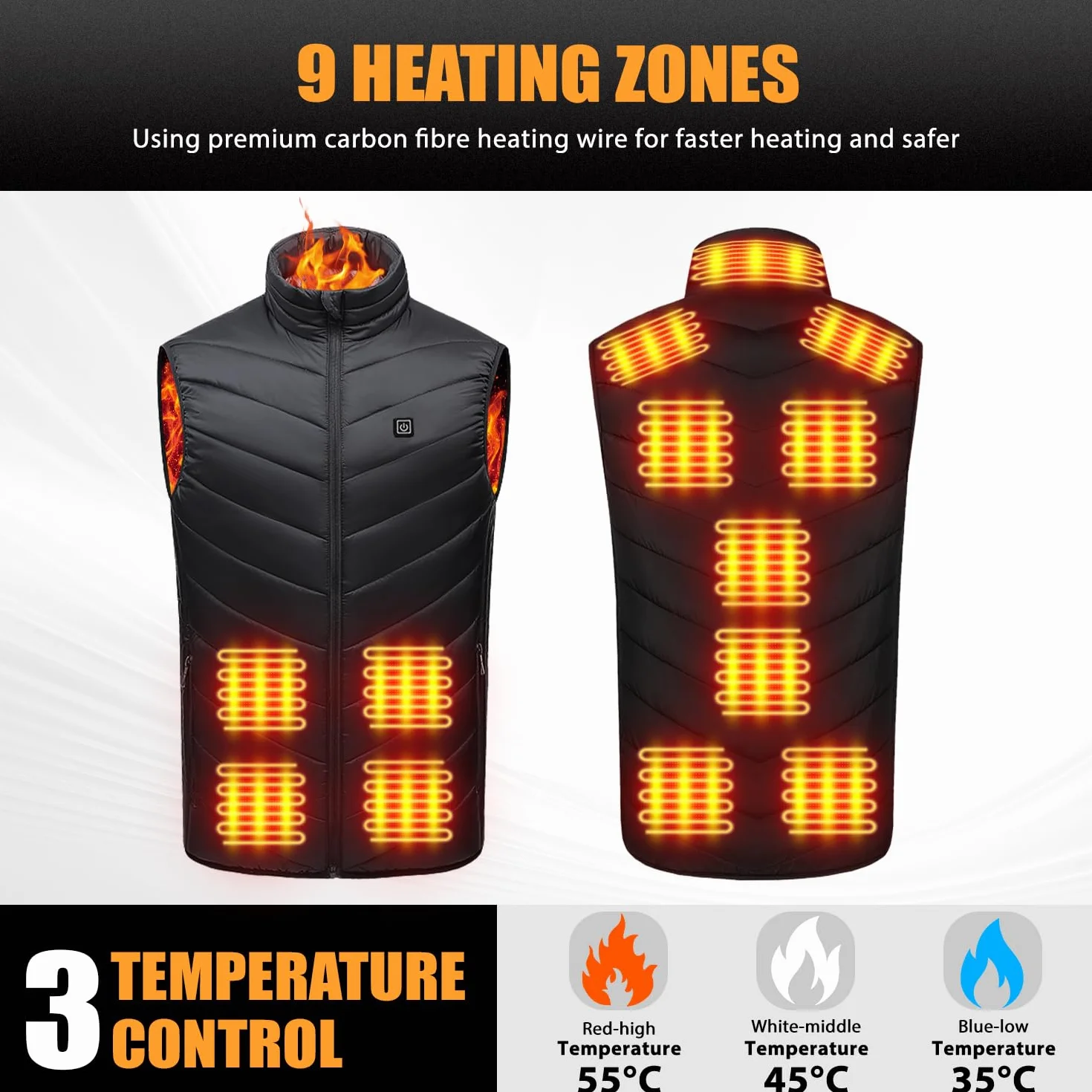 Veste Chauffante Intelligente Rechargeable avec Banque de Puissance Incluse pour Hommes et Femmes