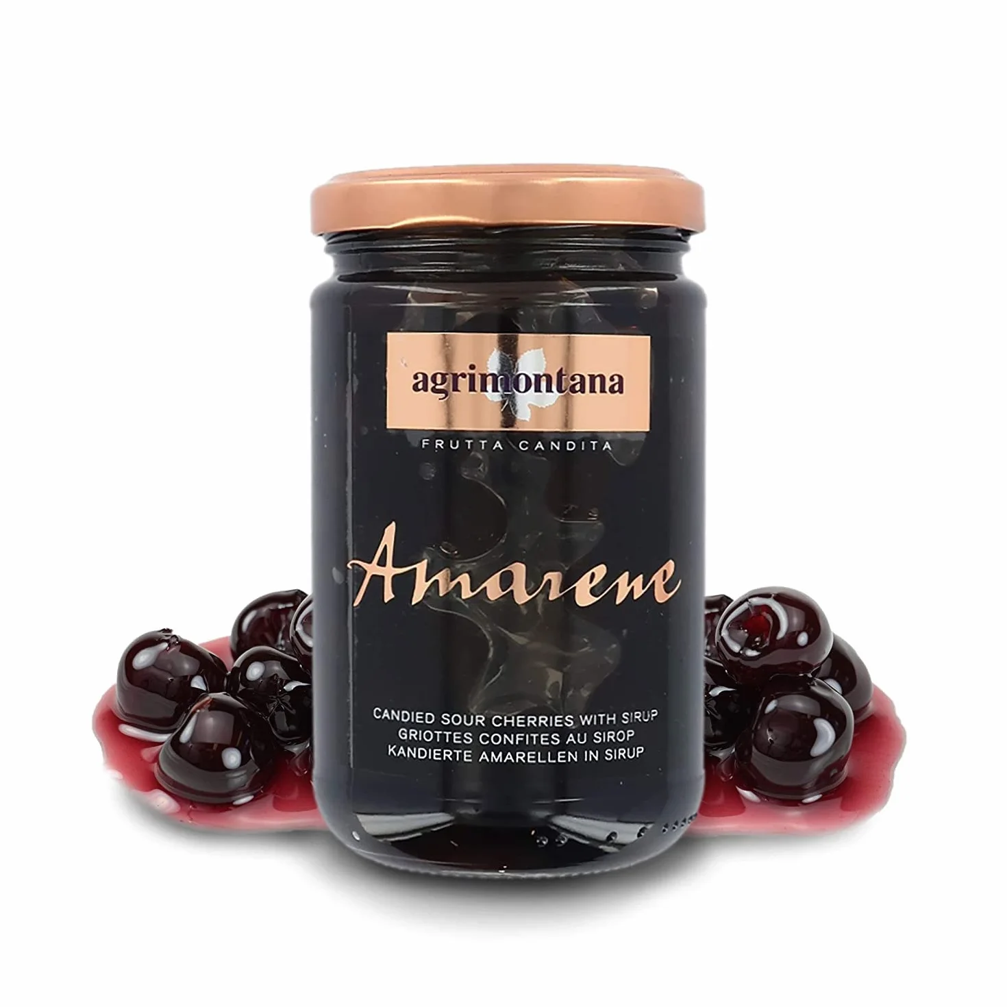 Agrimontana Cerises Amarena Confites Au Sirop - Poids Net Égoutté : 250 Grammes
