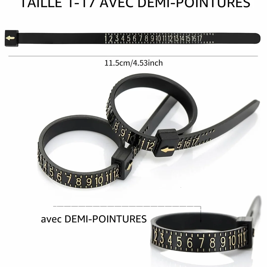 Ensemble de Mesure de Taille de Doigt Professionnel 4 Pièces Guide des Tailles Bague EU US UK