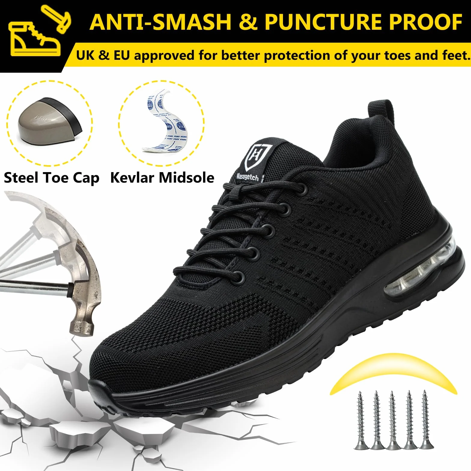 Baofular Chaussures de Sécurité Hommes Femmes Légères Antidérapantes Respirantes Chaussures de Travail