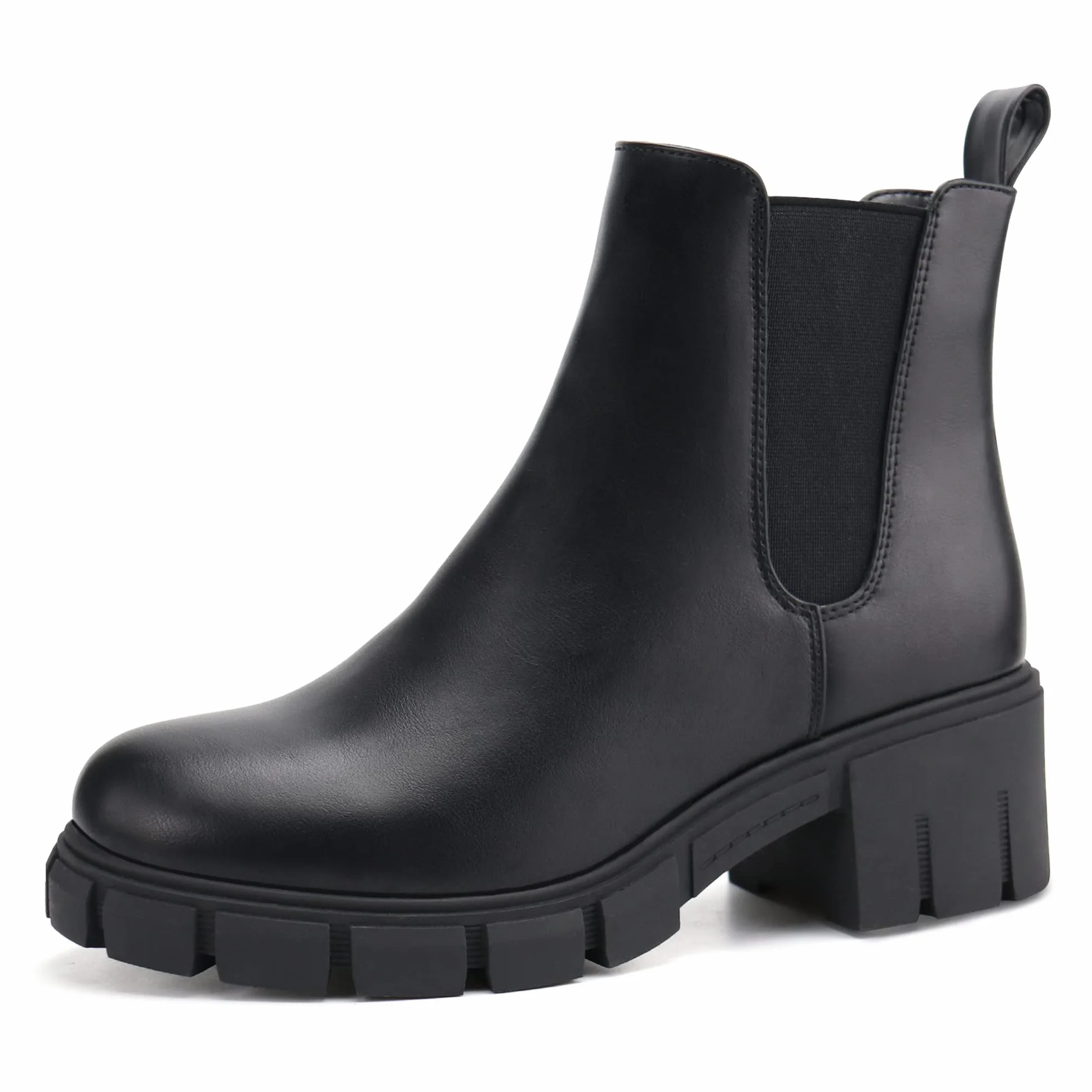 JABASIC Chelsea Boots pour femmes bottes à plateau élastiques à glisser