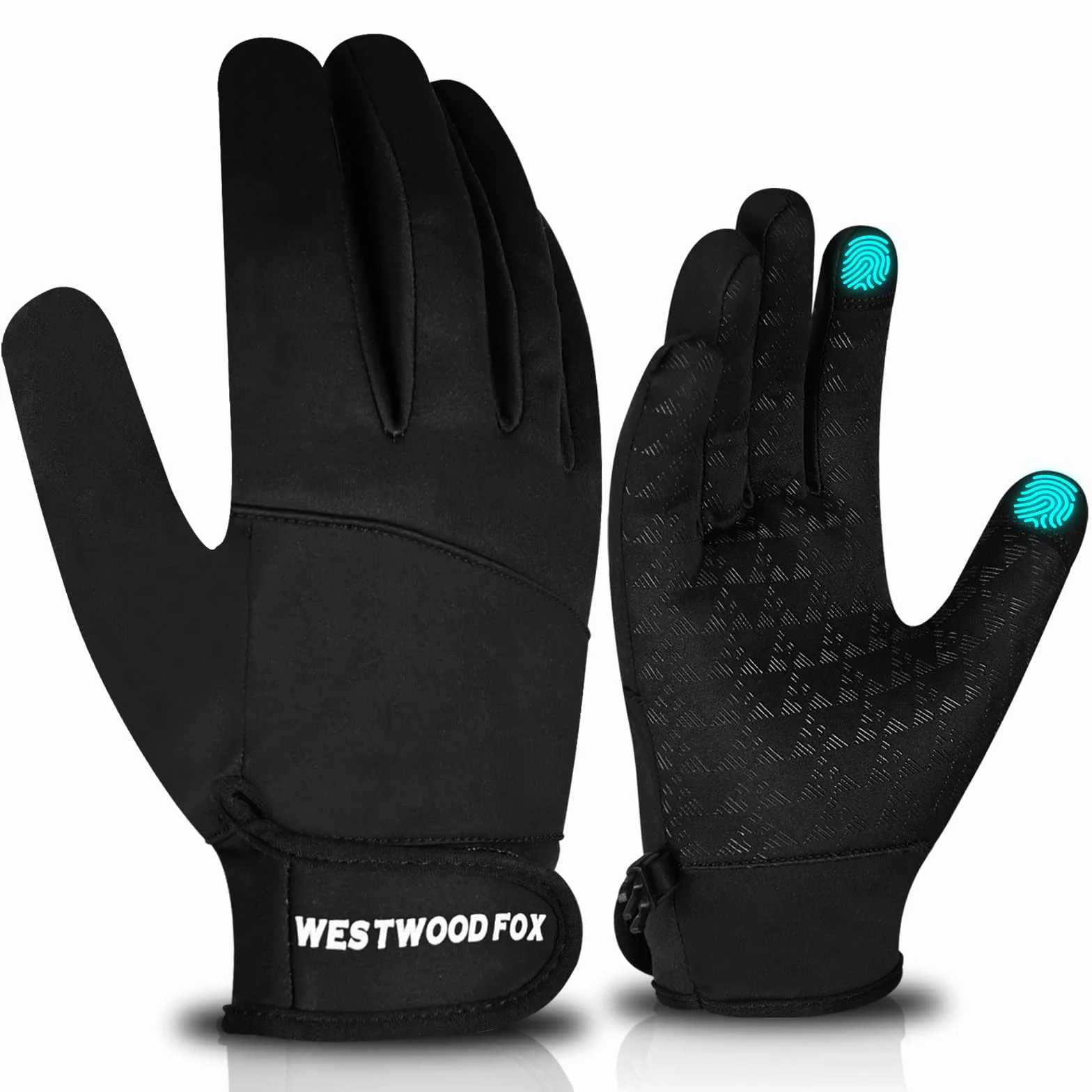 WESTWOOD FOX Gants d'hiver chauds coupe-vent imperméables homme femme écran tactile thermiques poignets élastiques course