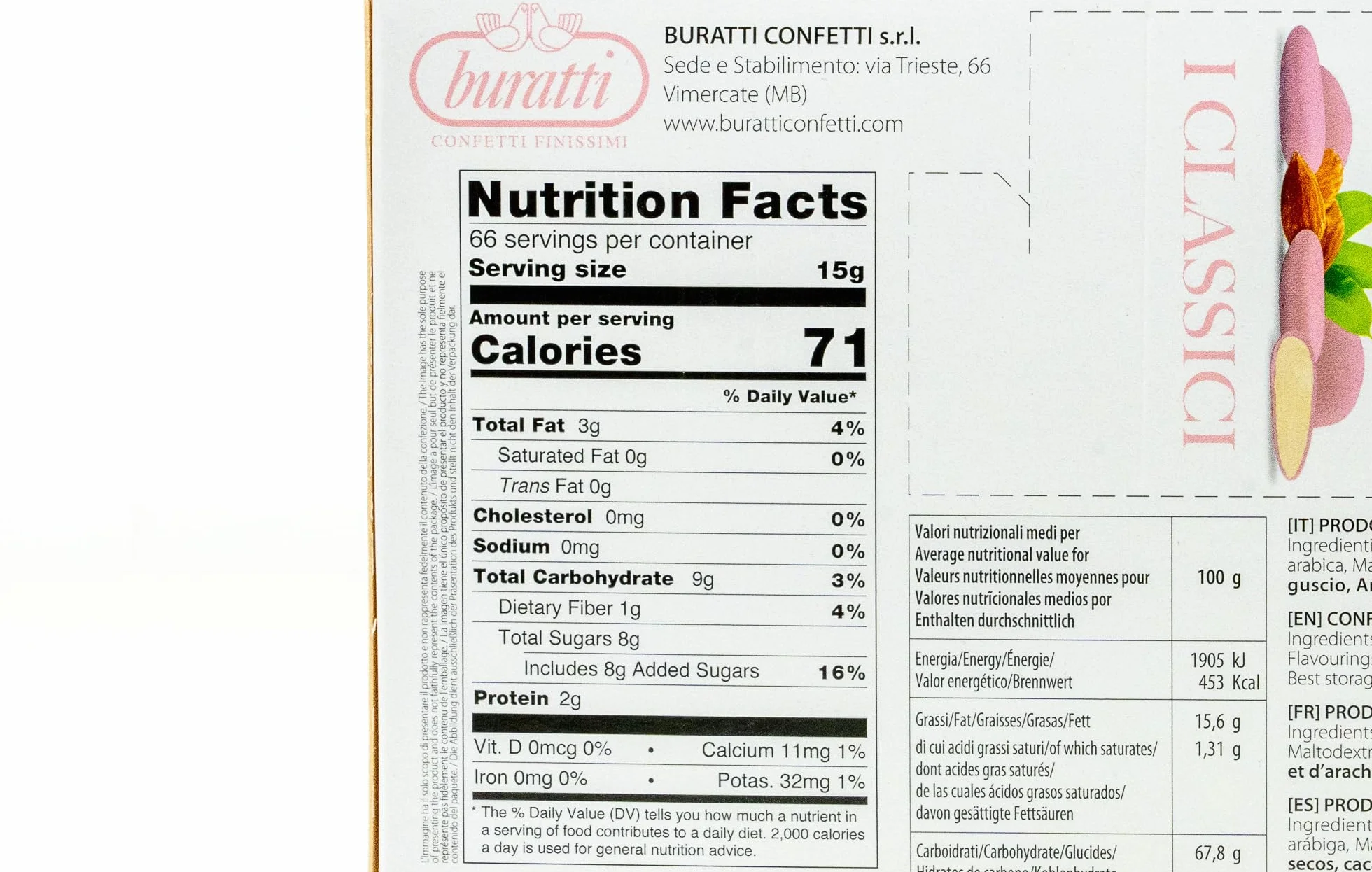 Buratti Confetti Dragées à l'amande Entière Rose 1 Kg