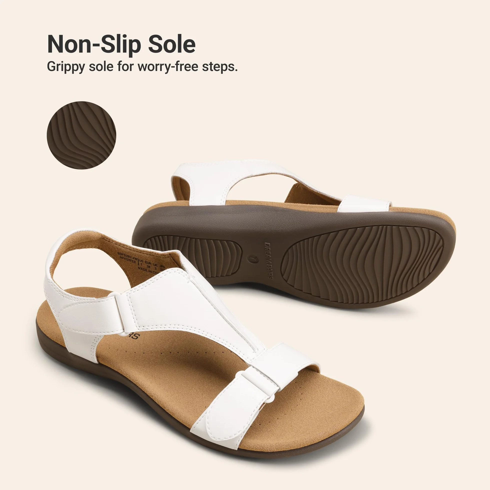 DREAM PAIRS Sandales orthopédiques plates soutien voûte plantaire sangle T femme confortables marche été
