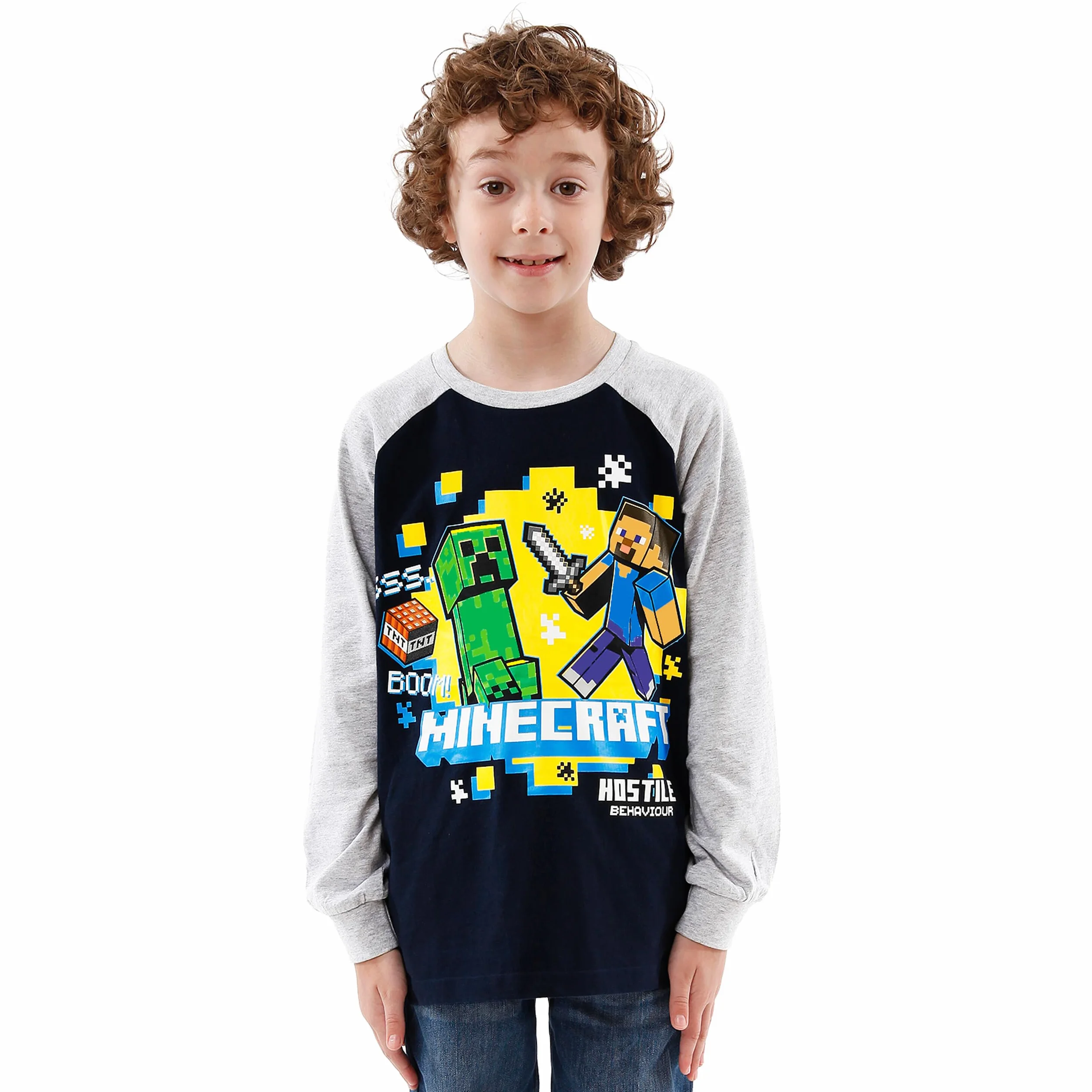 Minecraft T-Shirt à Manches Longues Garçon