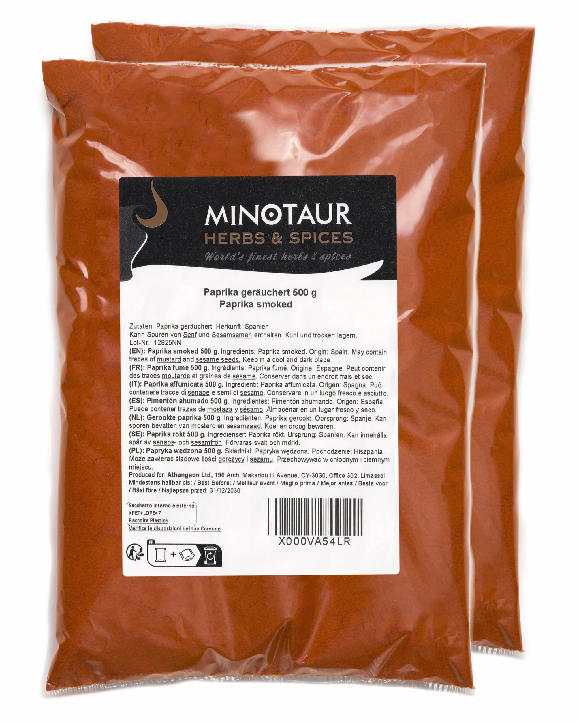 Minotaur Spices | Paprika fumé | 2 x 500 g (1 Kg) Paprika fumé en poudre