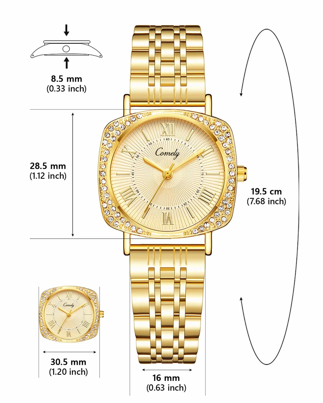 CIVO Montre Femme Doré Argent Étanche Bracelet Acier Inoxydable Analogique Lumineux Calendrier Cadeau Dames