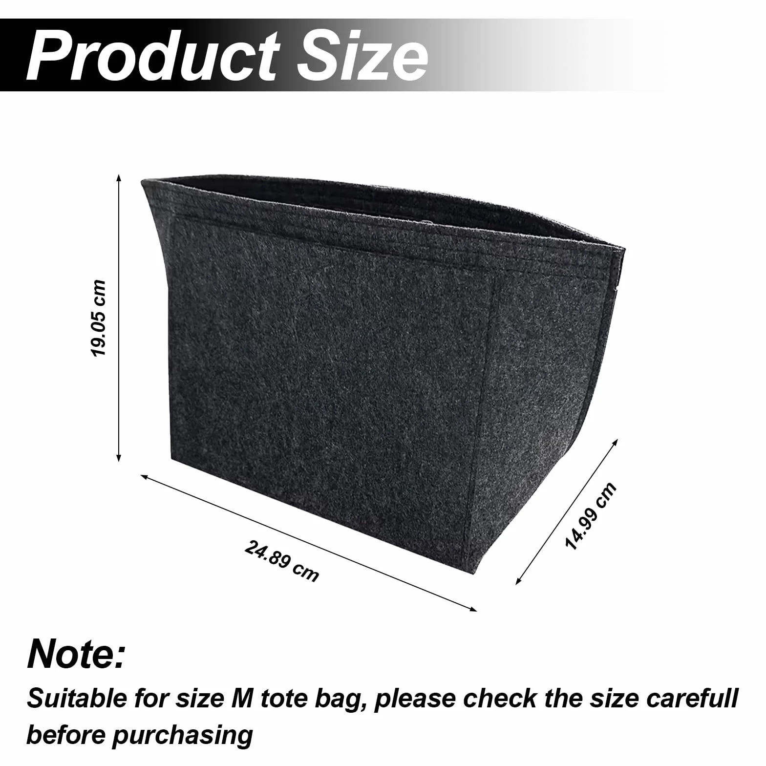 Organisateur de Sac en Felt pour Longchamp Le Pliage Femme, 25x15x19cm, Noir