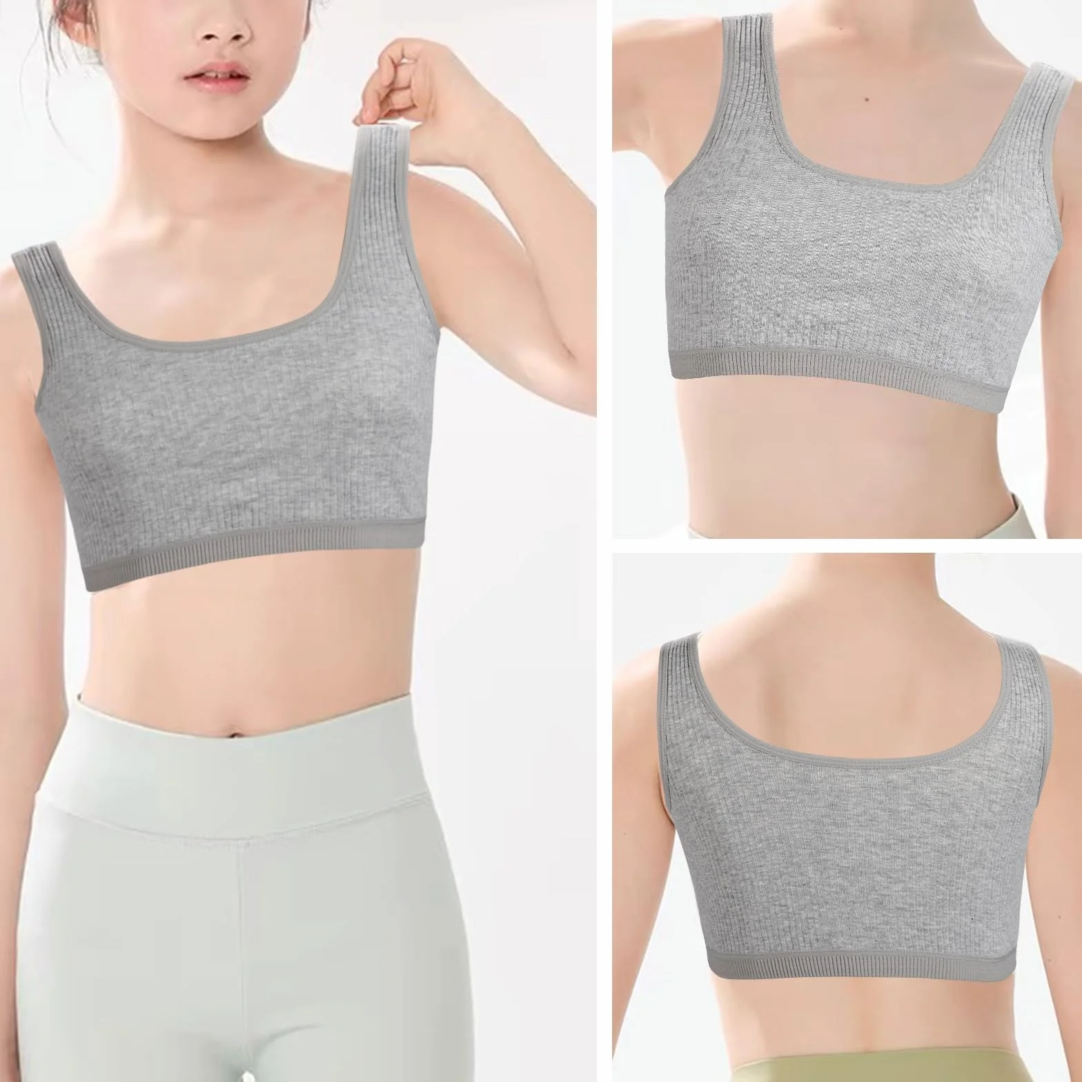 Lancry Lot de 4 soutiens-gorge en coton doux pour filles 7-12 ans sans fil non rembourré