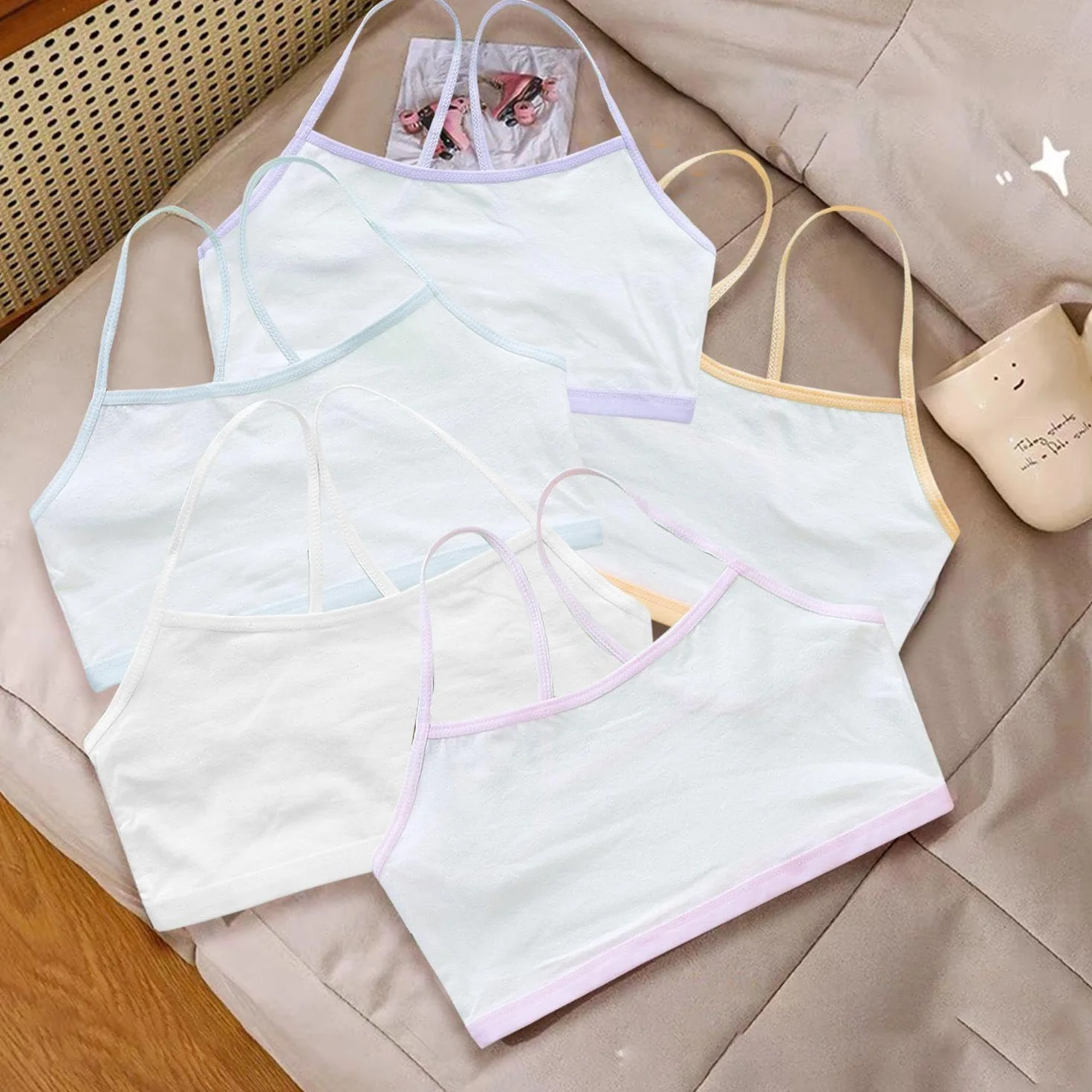 Bretelles Pour Élèves Du Primaire En Pur Coton, Corsets Anticonvexes Enfants, Sous-Vêtements Sport Légers Sans Couture - Lot de 10
