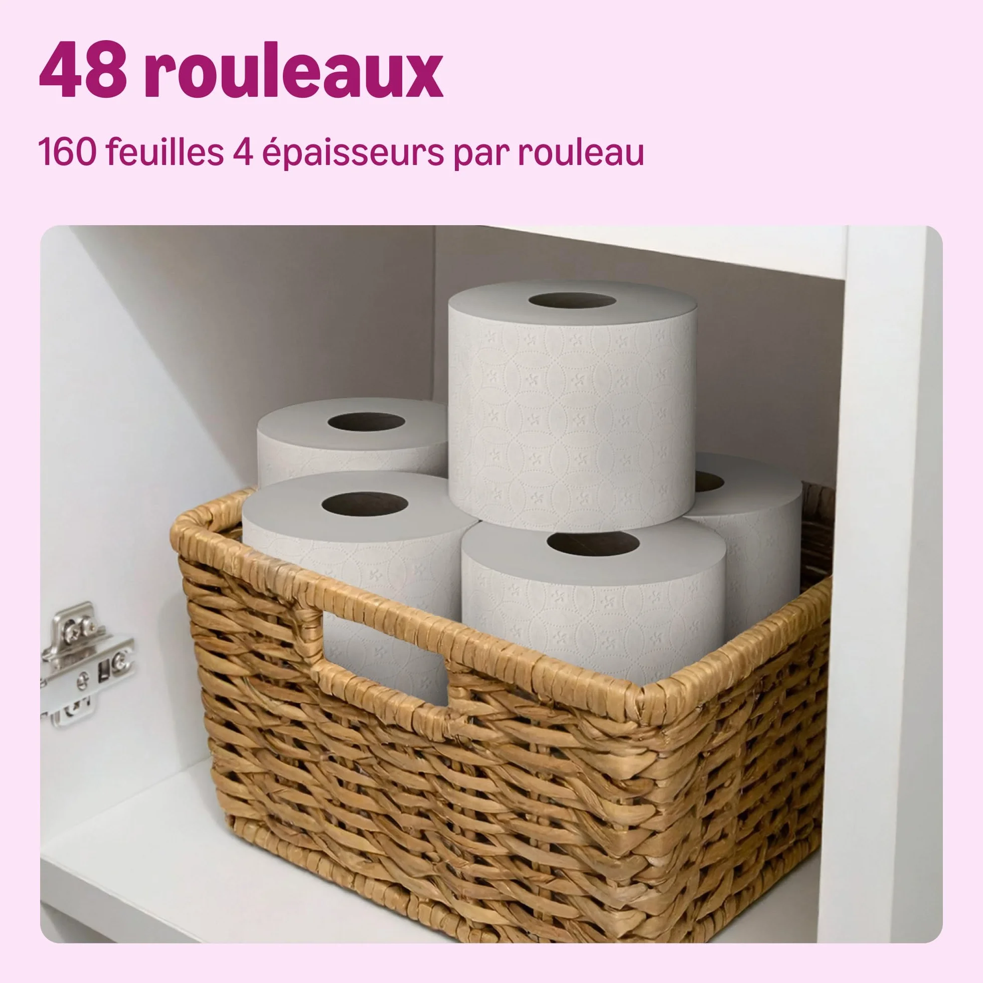 by Amazon Papier Toilette, 4 Épaisseurs Matelassé, Douceur Suprême, 48 Rouleaux (4 Paquets de 12), 160 Feuilles par Rouleau, Certifié FSC