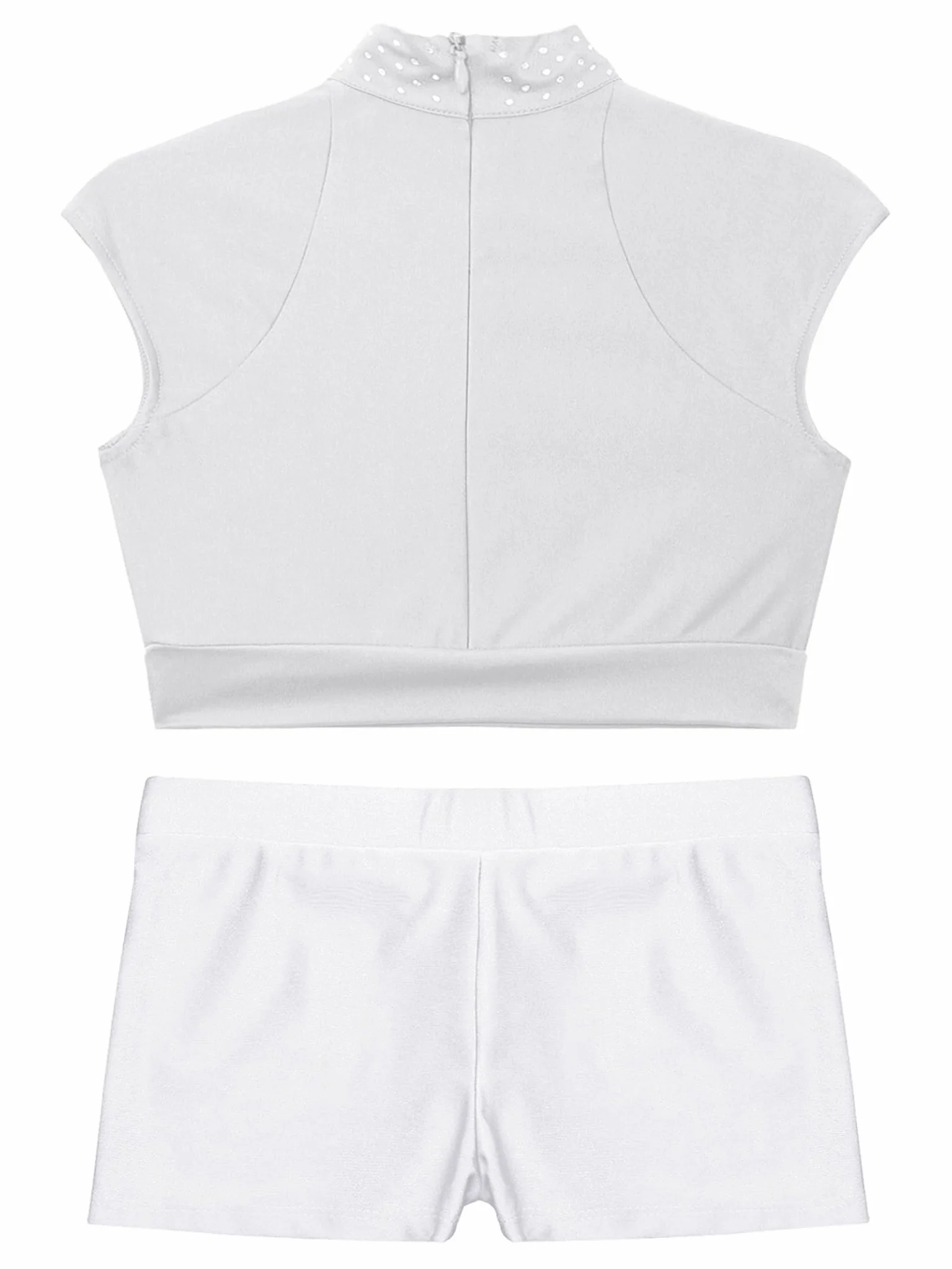Débardeurs de Danse Athlétique avec Strass Brillant pour Enfants Filles Ensemble Short Actif