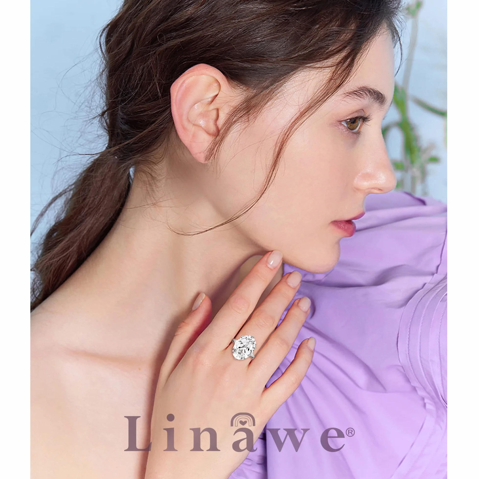 Bague ajustable diamant synthétique Moissanite femme or rose argent trois nuances cuivre