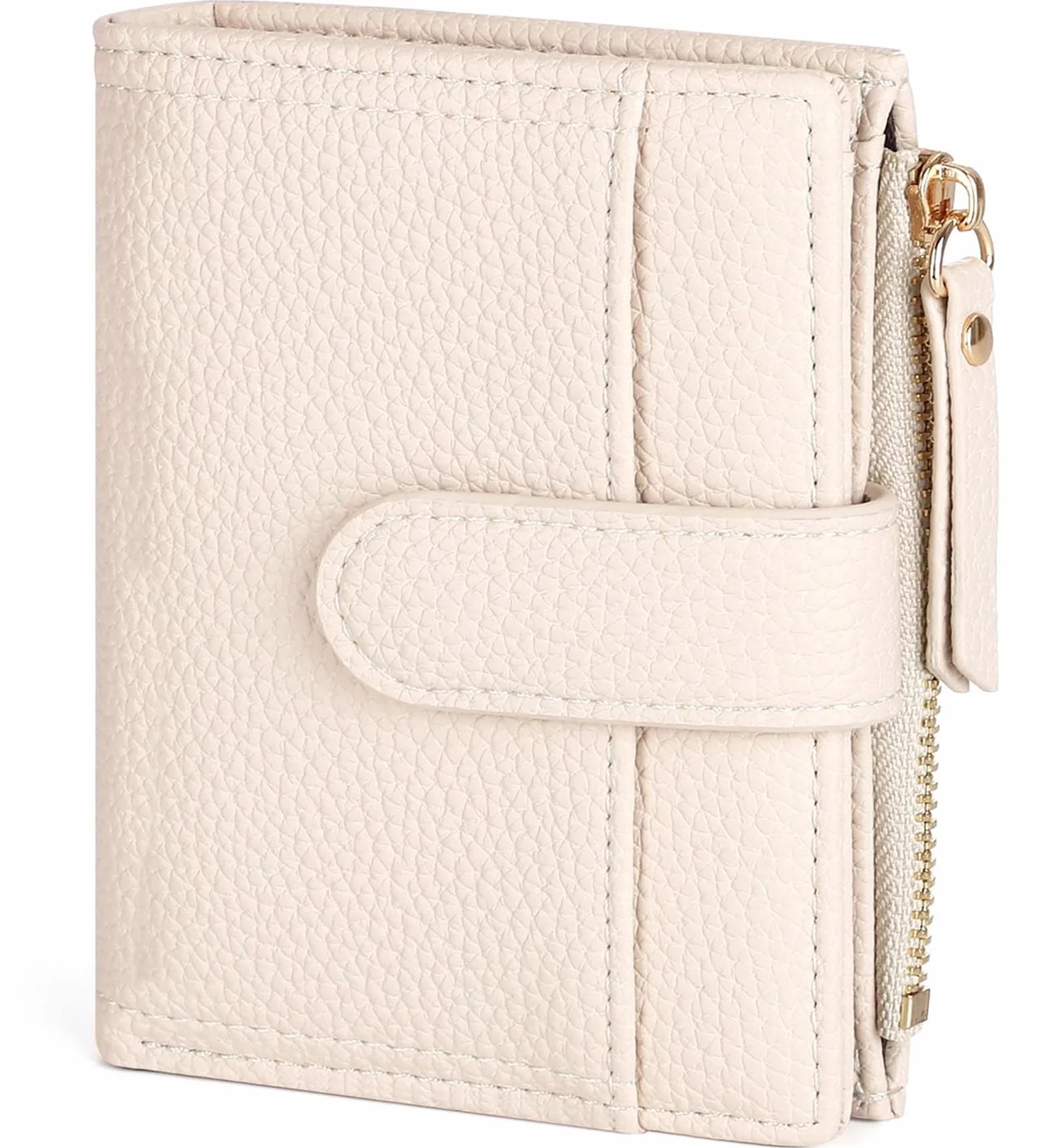 Portefeuille Femme Cuir Blanc avec Fermeture éclair et Porte-Cartes