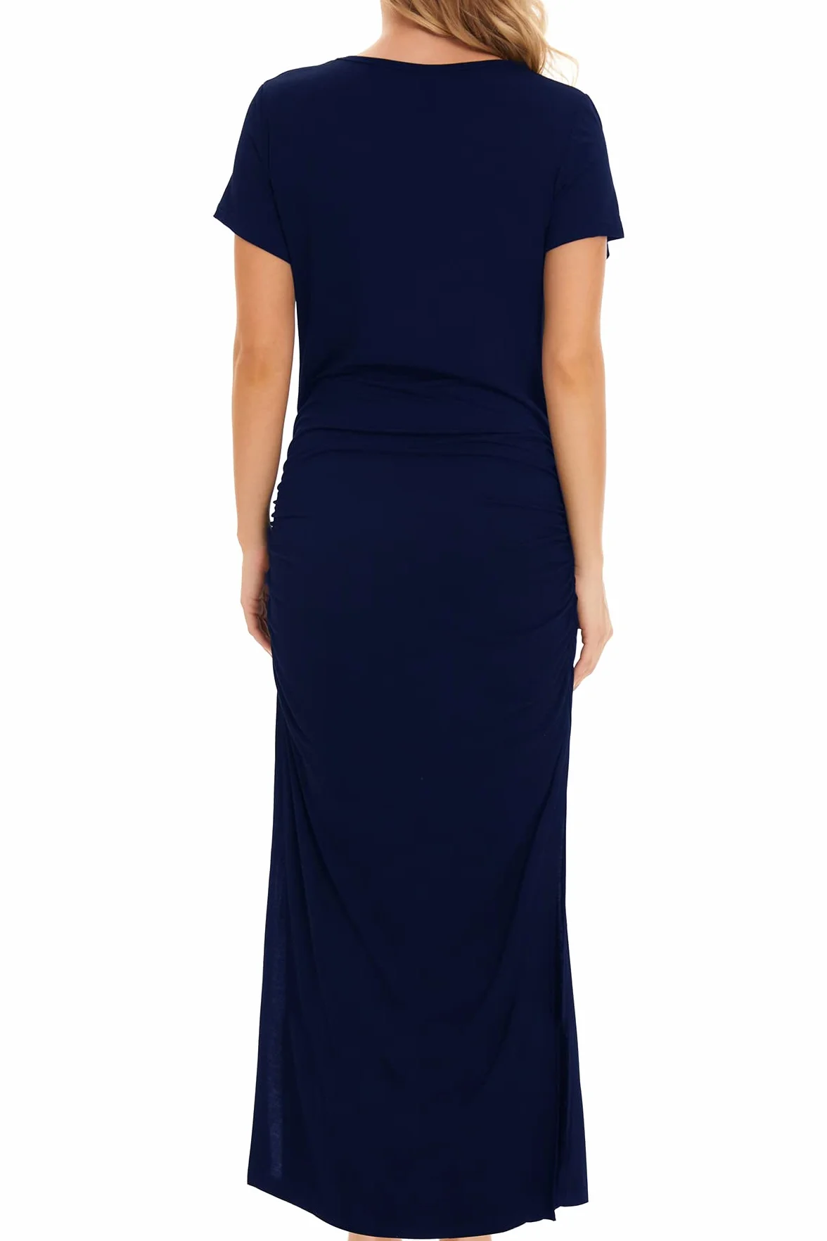 Femme Longue Robe Grossesse Fente latérale Maternité Navy L