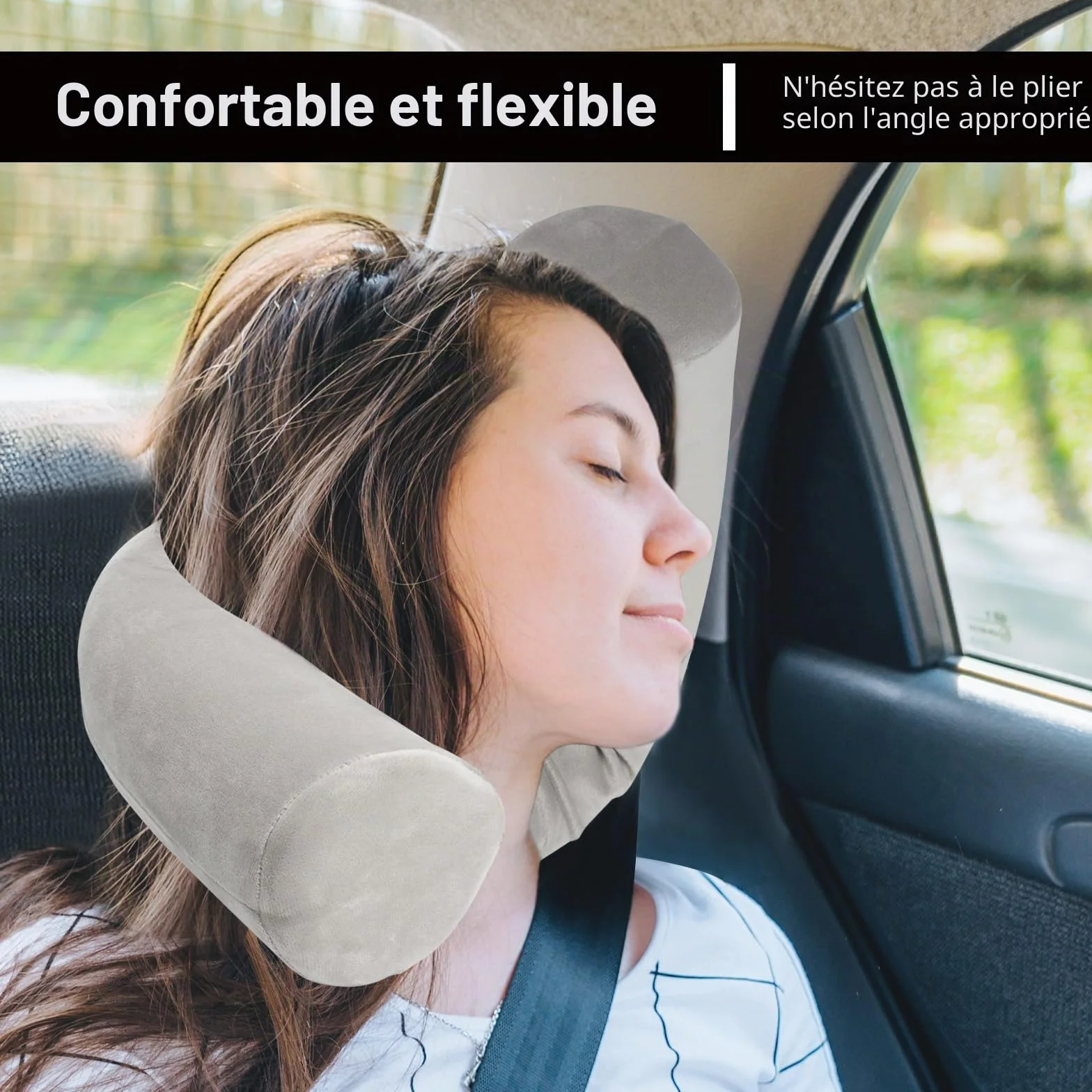 EPROICKS Coussin de Voyage Oreiller Cervical Mémoire Forme Pliable Avion Voiture Train Gris