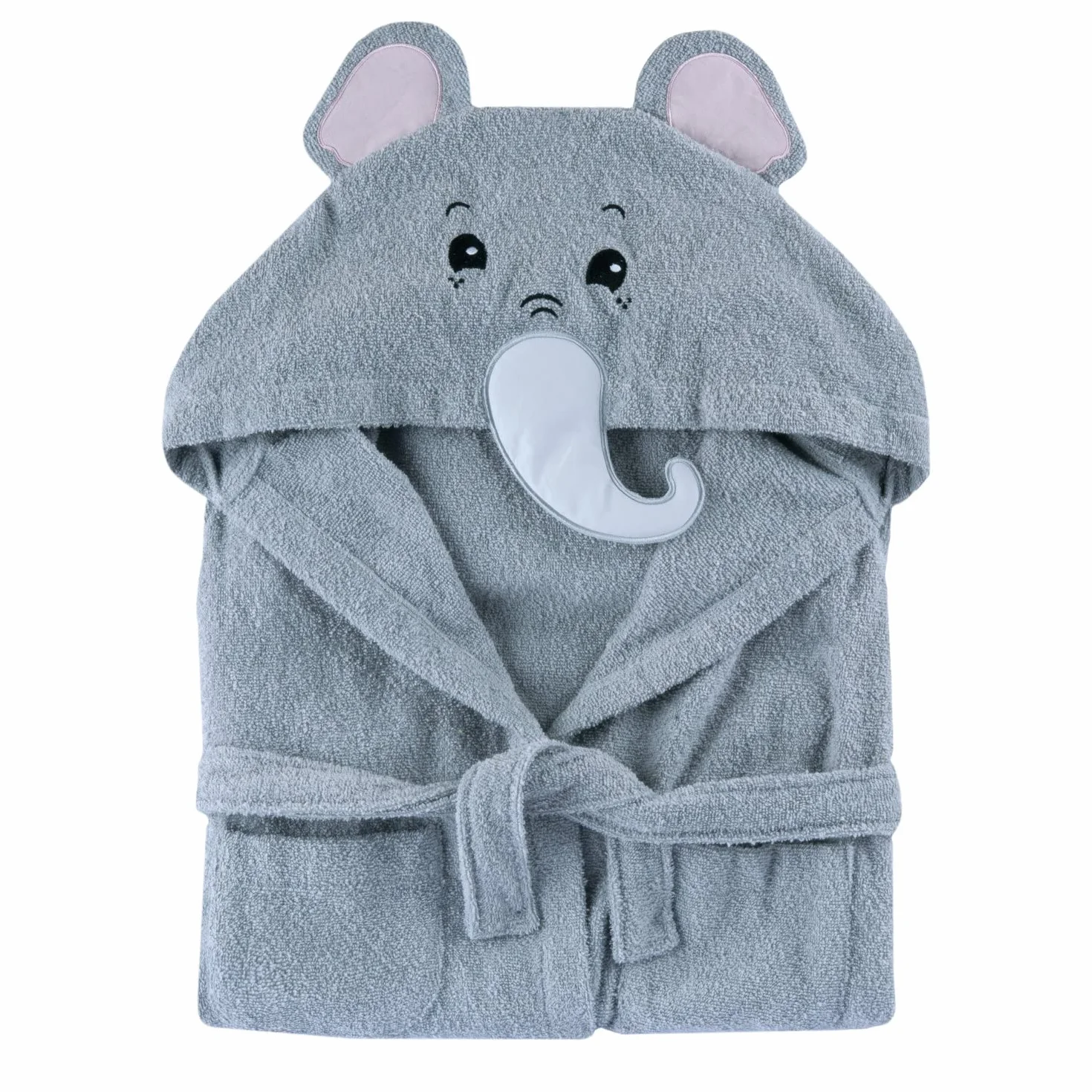 Chicco Peignoir en Tissu Éponge Doux Éléphant avec Poches et Ceinture, 24 Mois+, Gris