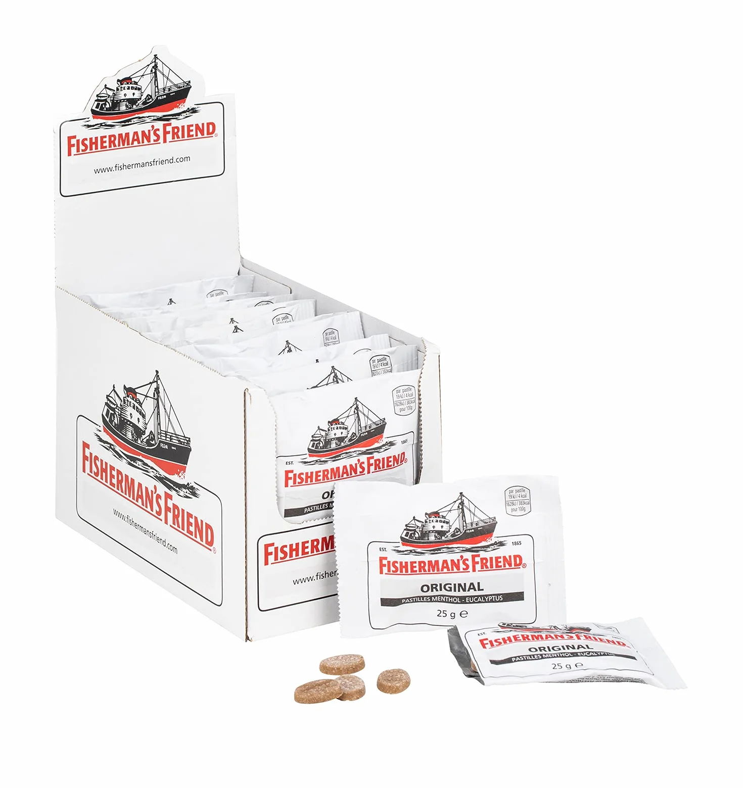 Fisherman's Friend Menthol Eucalyptus Original Sachets 25g Boîte de 24