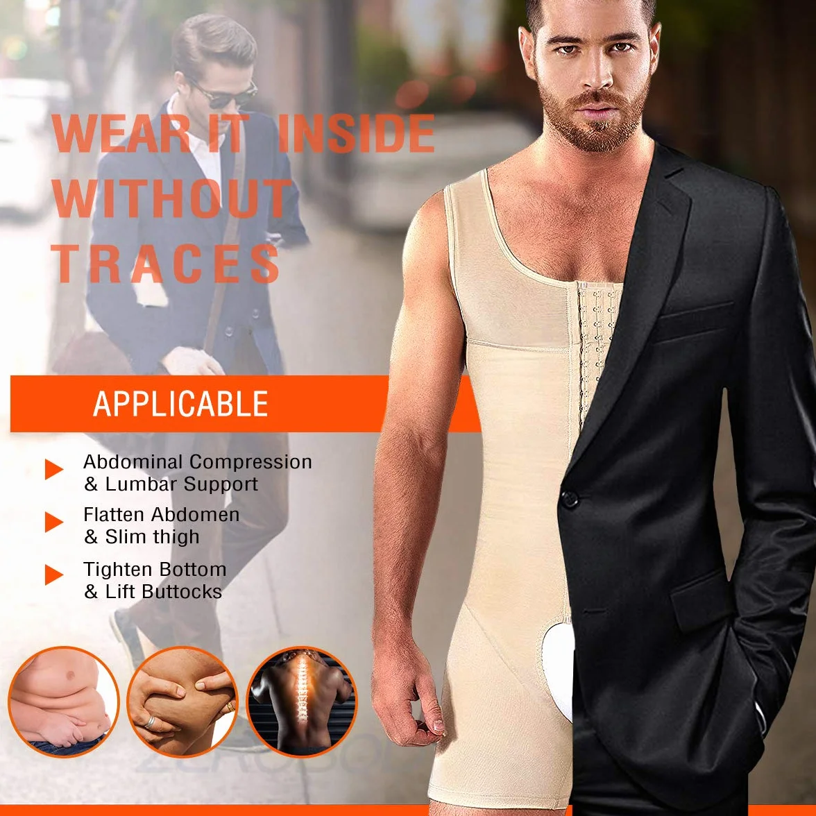 Débardeur Gainant Homme Compression Shapewear Maillot de Corps Gaine Ventre Plat Minceur sans Couture