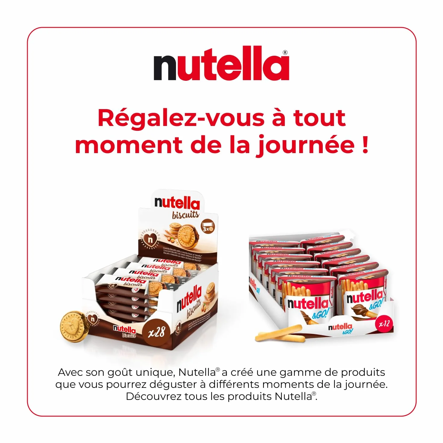 Nutella Biscuits - Biscuit Croquant et Fourré à la Pâte à Tartiner Nutella - Format Familial pour le Goûter - 28 x 3 x 41,4g