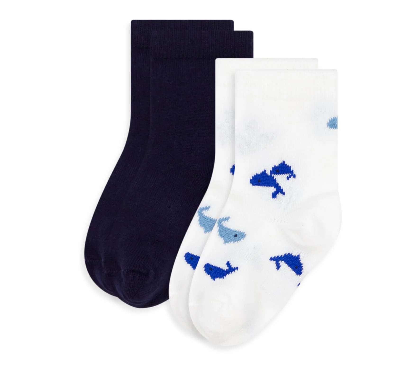 Petit Bateau 2 Paires de Chaussettes Bébé en Coton Imprimé Baleine