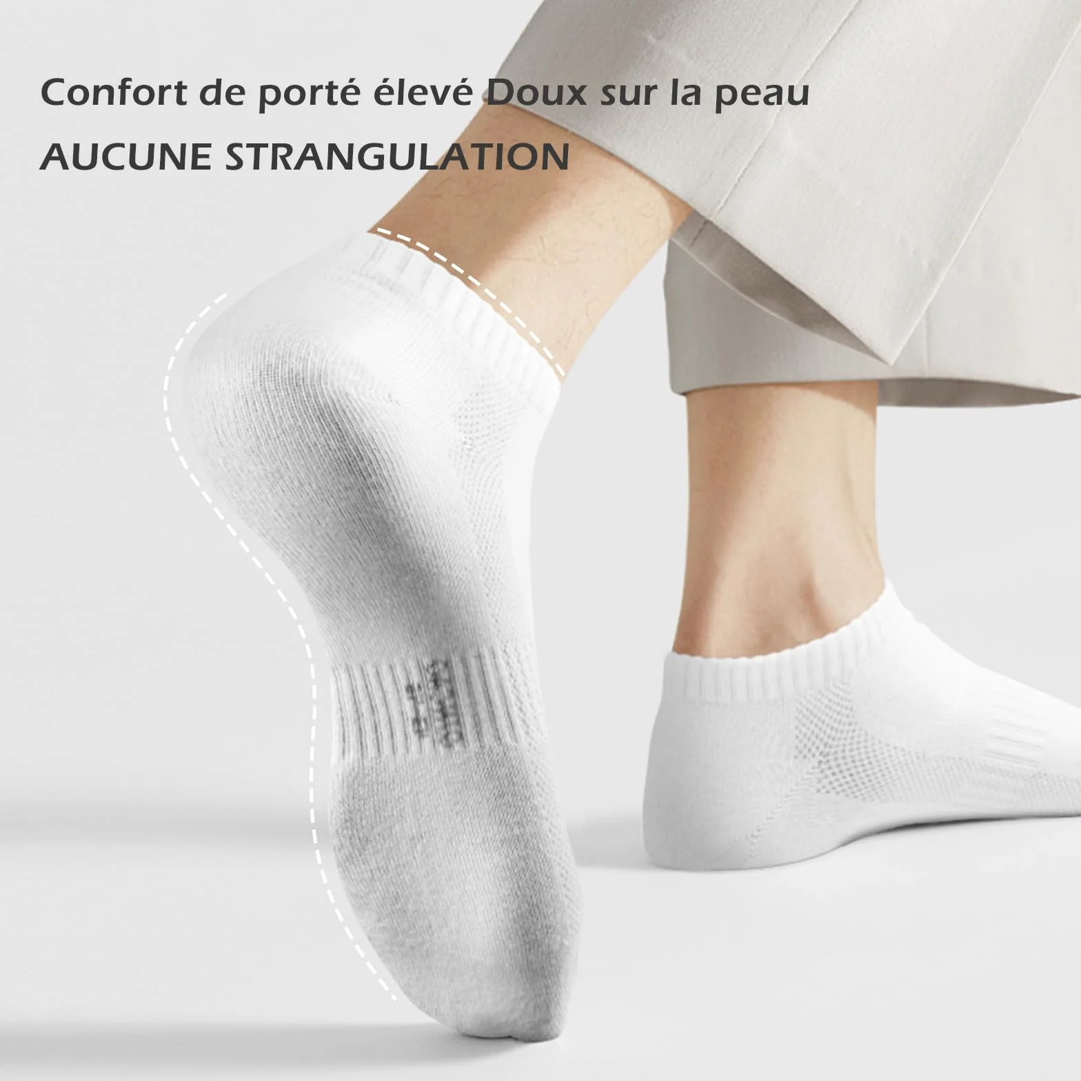QINCAO Chaussettes de Sport Courtes en Coton Respirantes 6/10 Paires