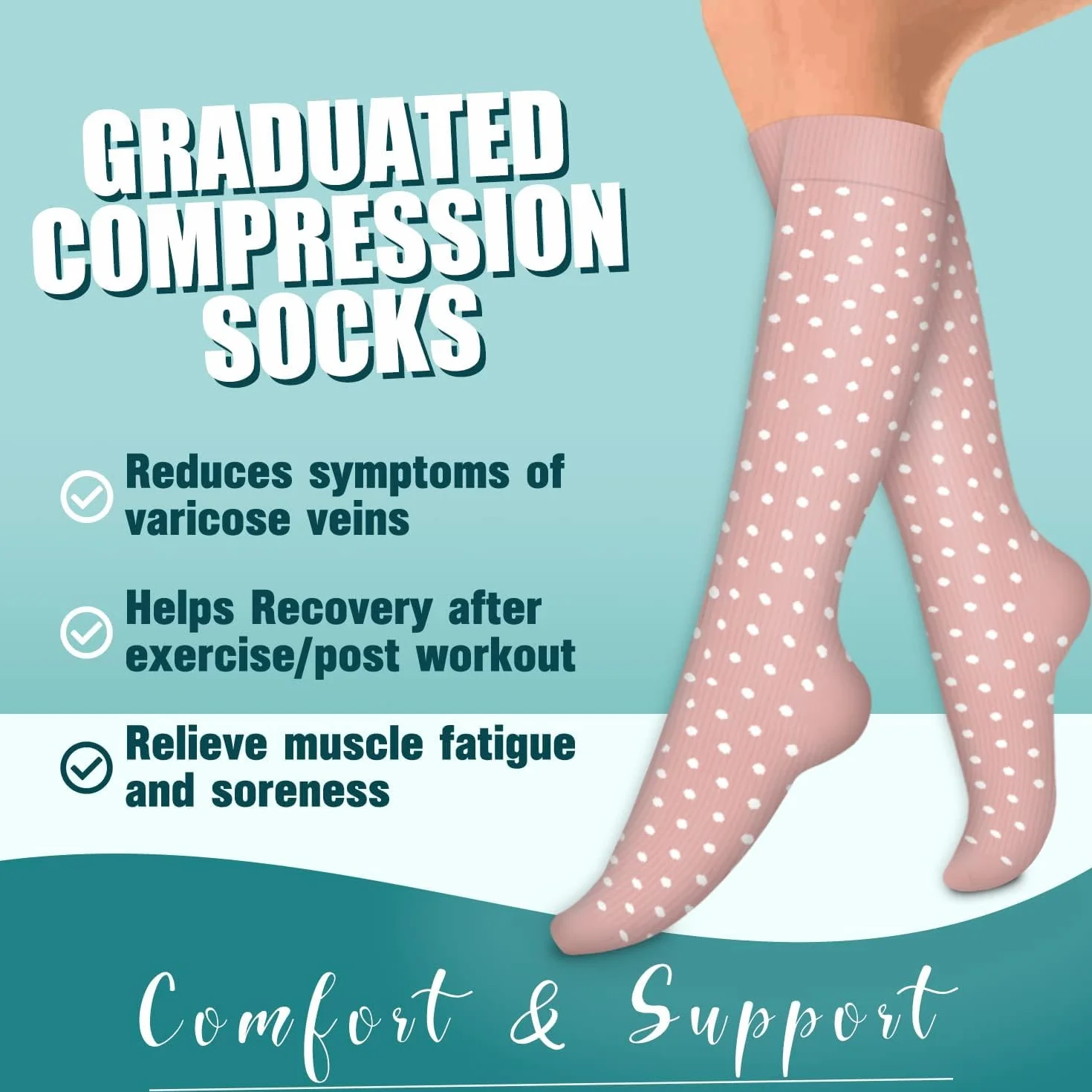 Chaussettes de Compression DRESHOW 4 Paires pour Femmes Hommes Circulation Athlétisme Course Cyclisme Voyage