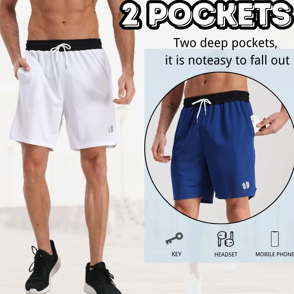 Short de sport homme avec poches séchage rapide Gym Basketball Fitness