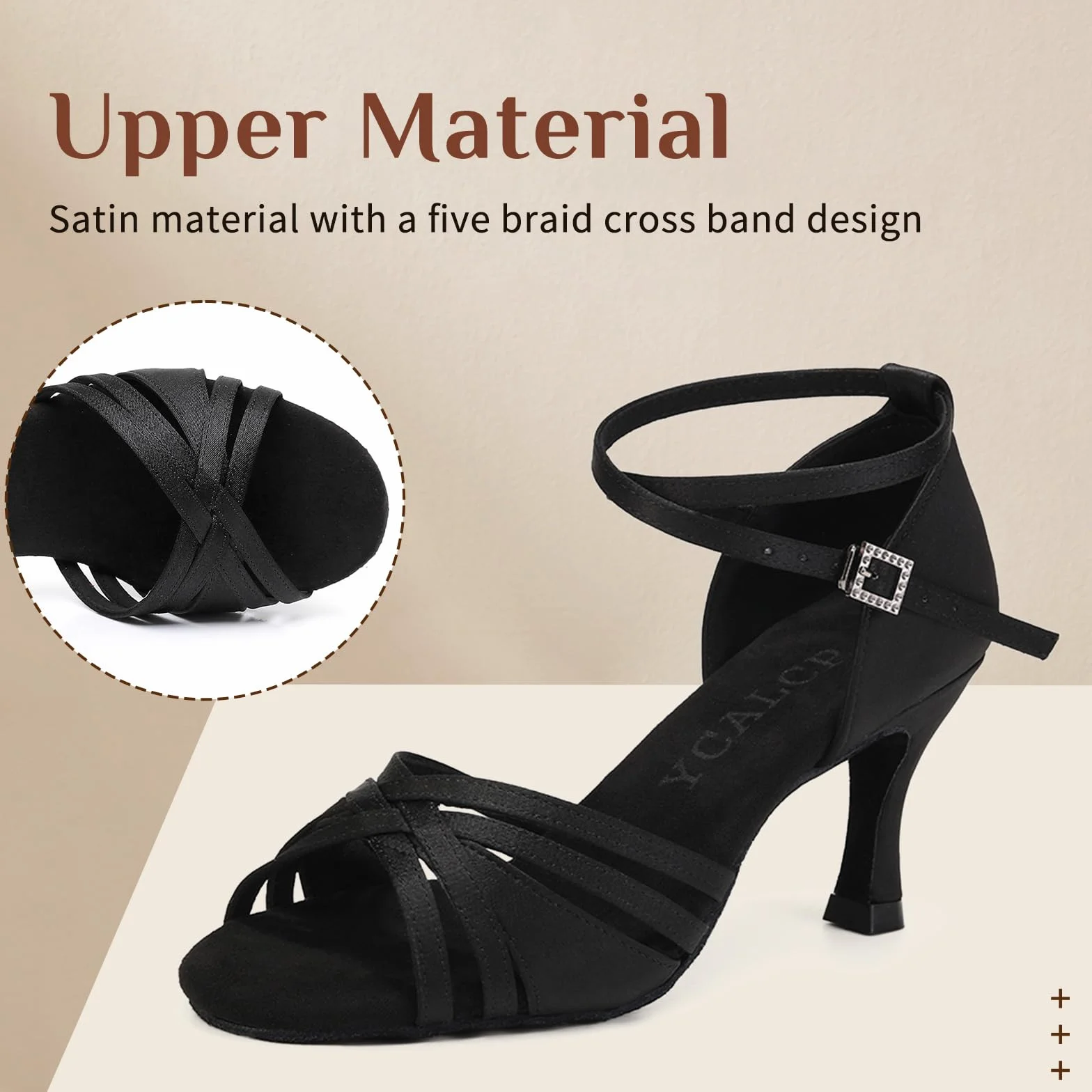 Chaussures Danse Femme Satin Bout Ouvert Talon 7.5cm Modèle L3049 Salsa Bachata
