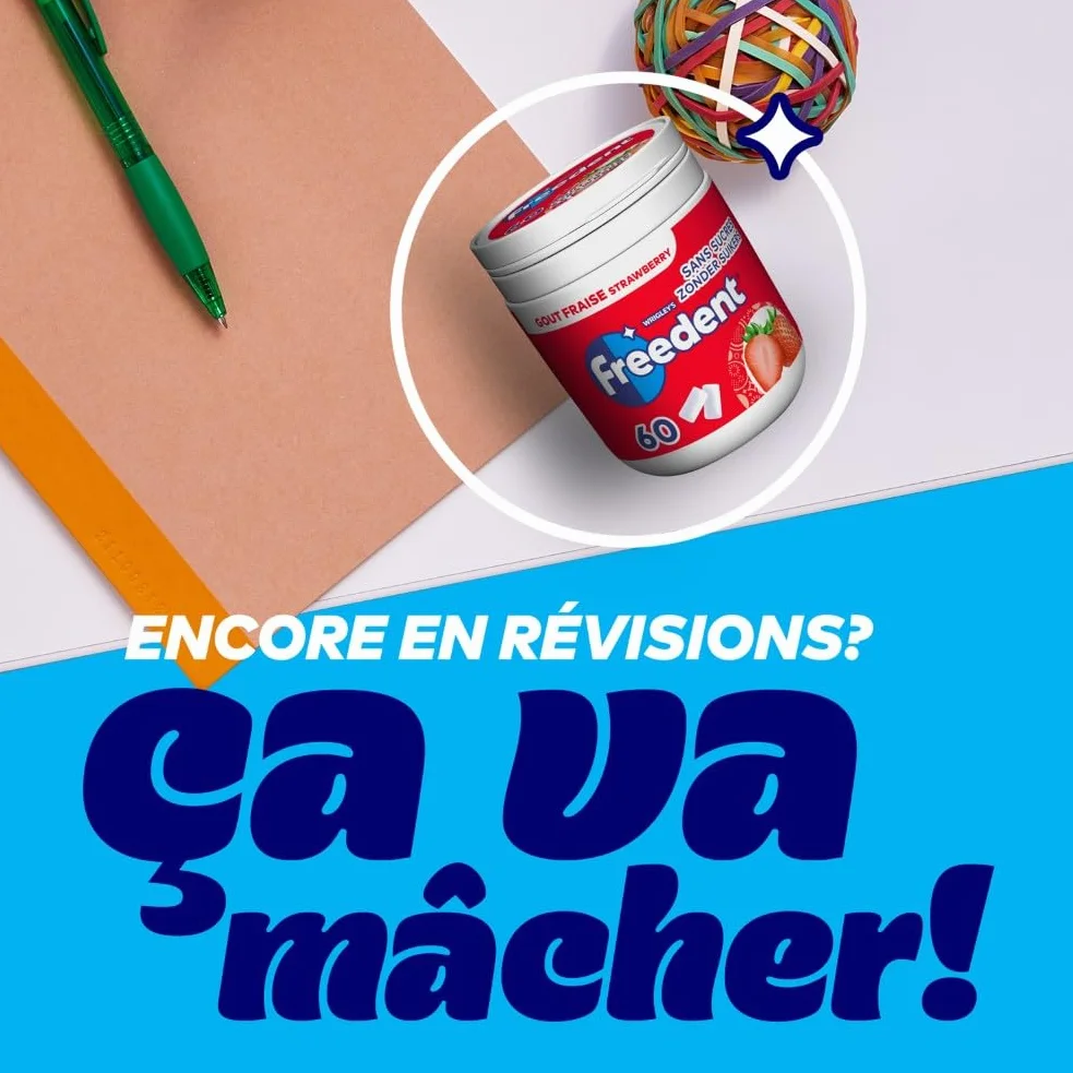 FREEDENT Chewing-gum goût Fraise sans sucres 60 dragées 84g